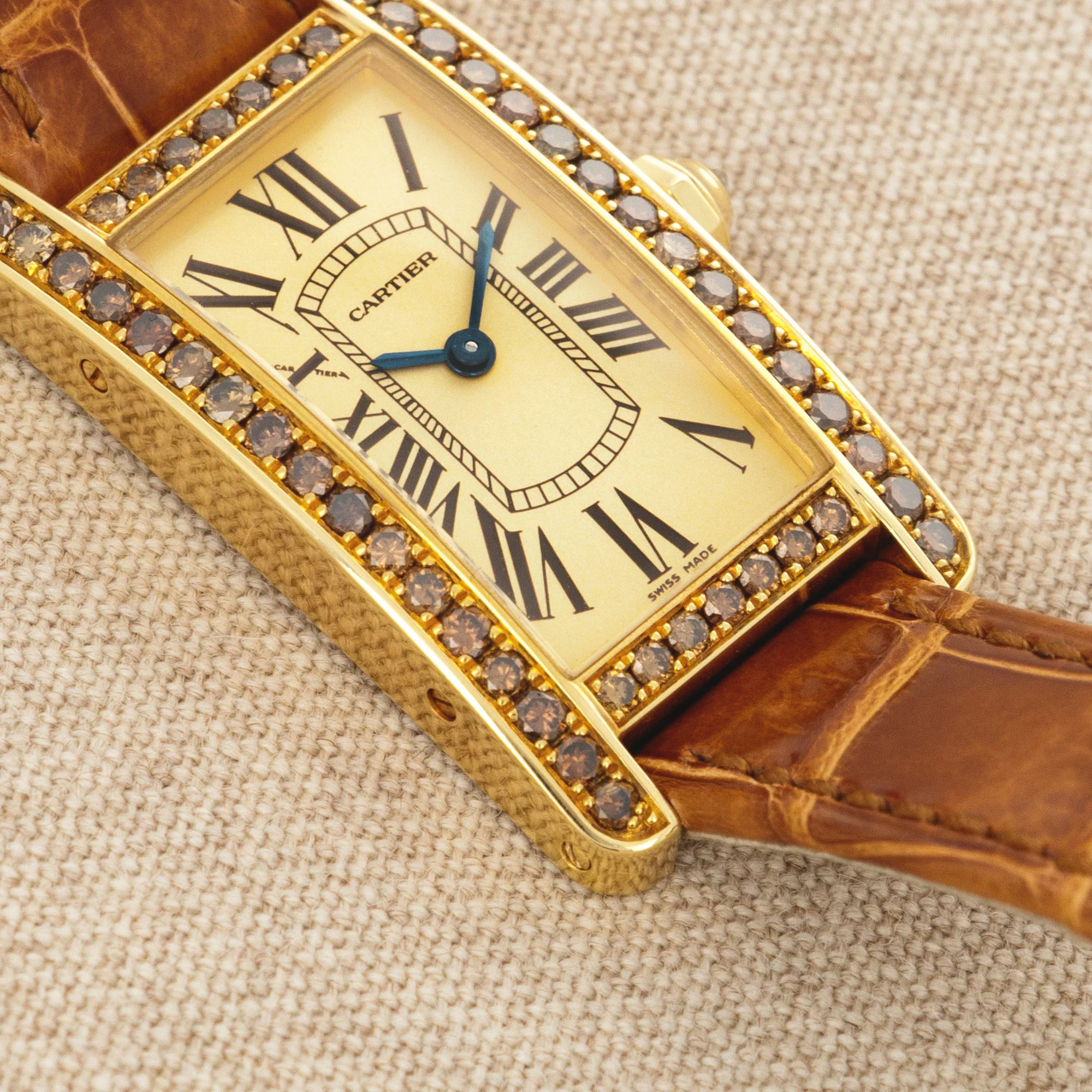 Cartier Rose Gold Tank Americaine with Original Brown Diamonds Ref. 2482 - Image 3