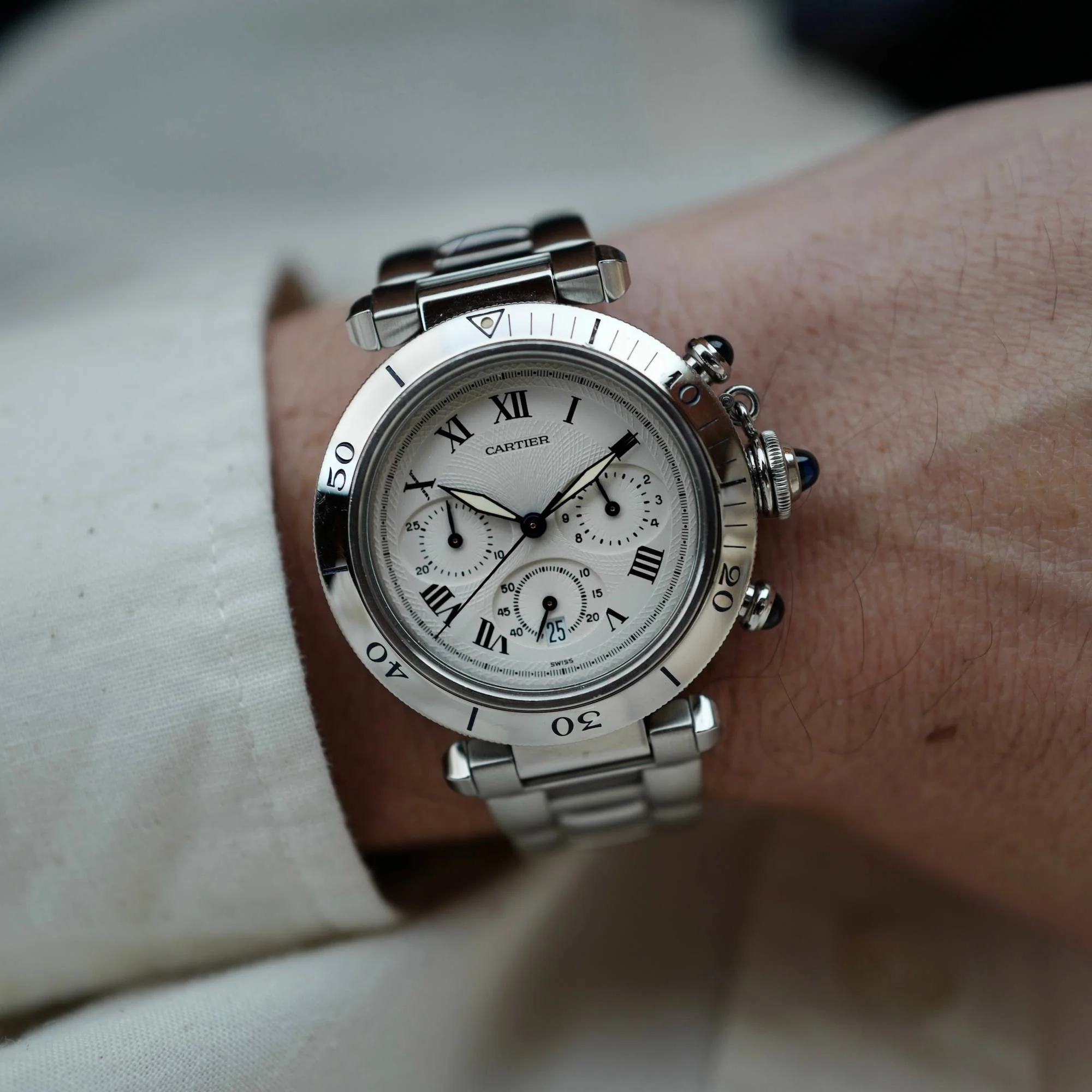 Cartier Steel Pasha Chronograph Ref. W31018H3 (New Arrival) - Image 3