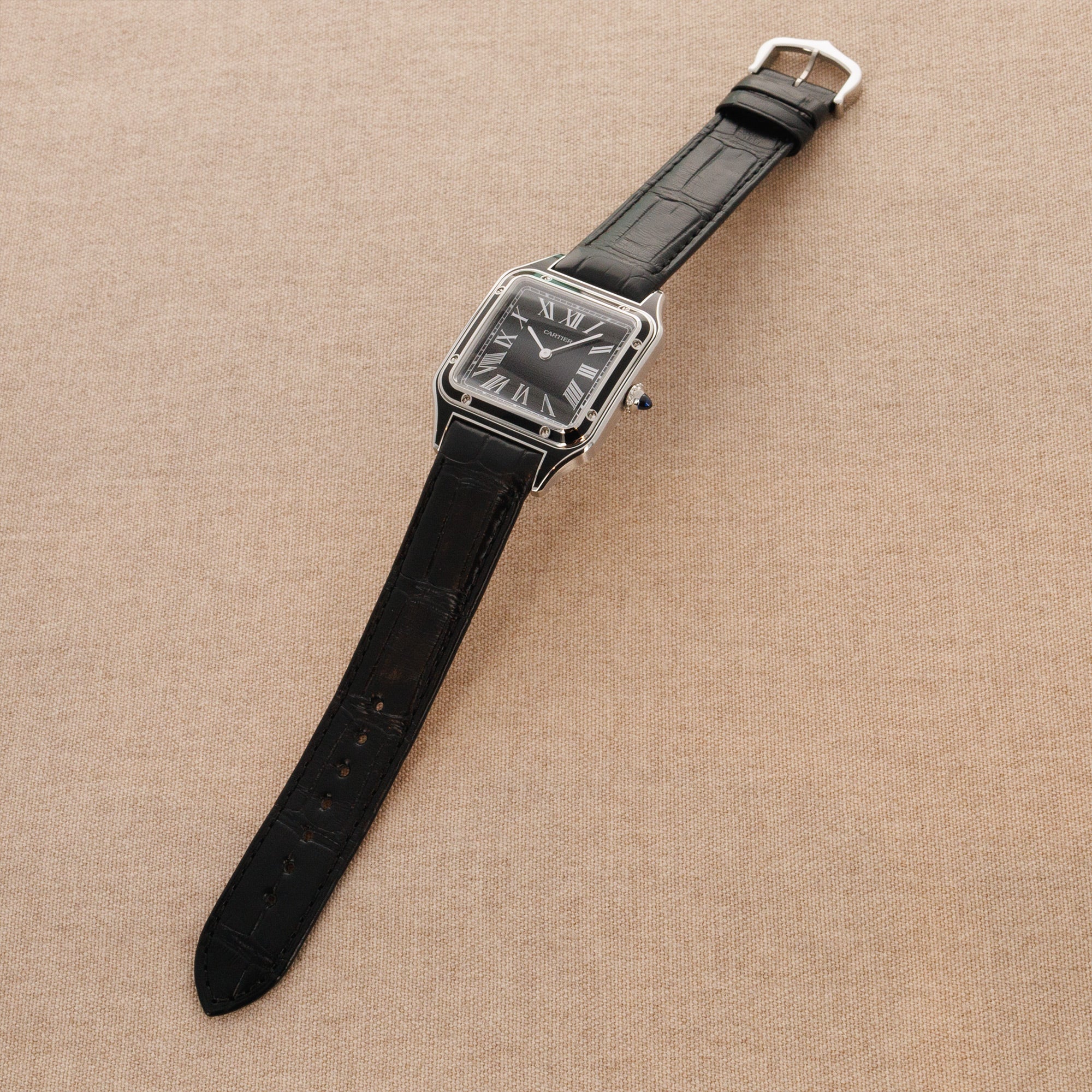 Cartier Steel Santos Dumont Black Enamel Ref. WSSA0046 - Image 4
