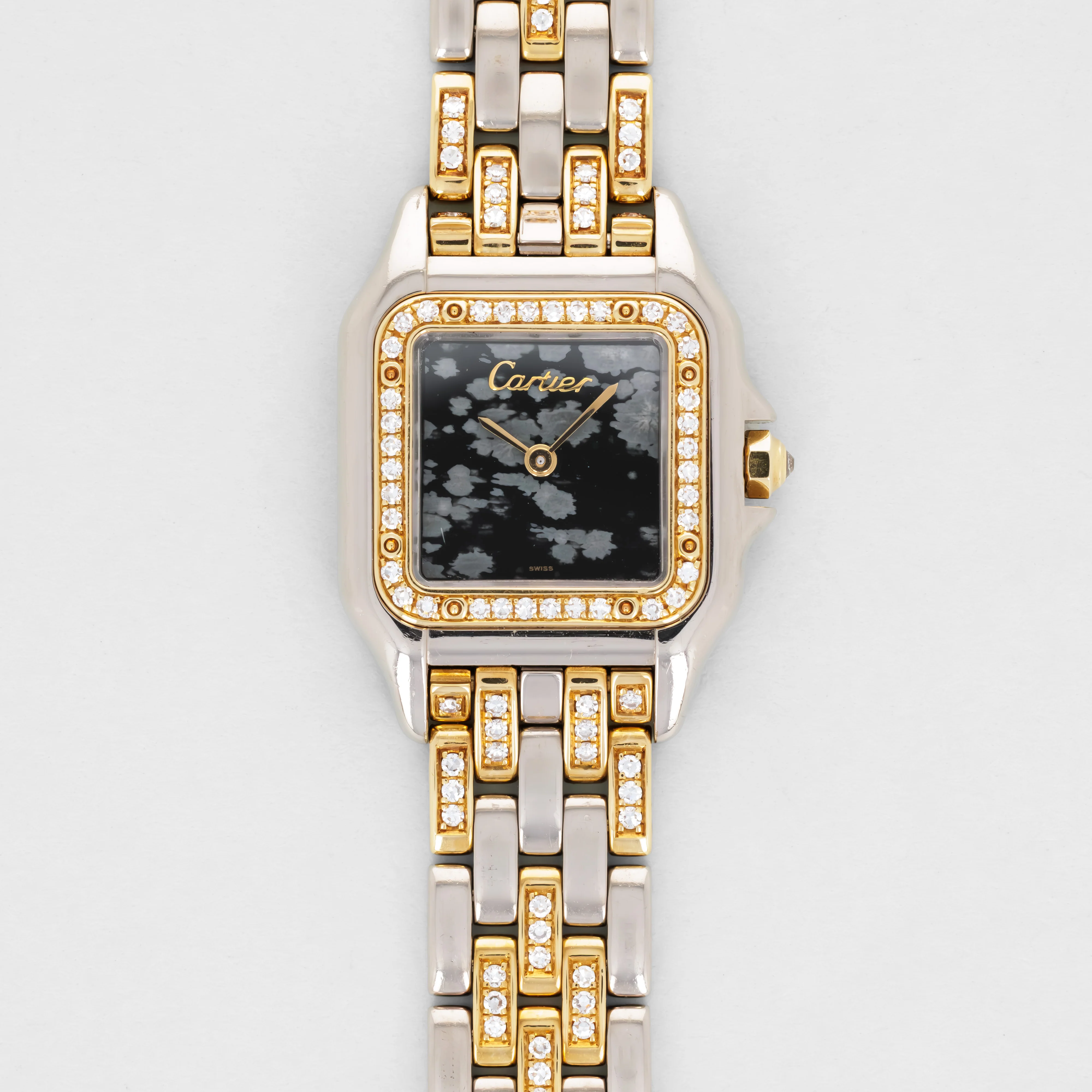 Cartier Two-Tone Panthere Ref. 7669 with Rare Obsidian Stone Dial