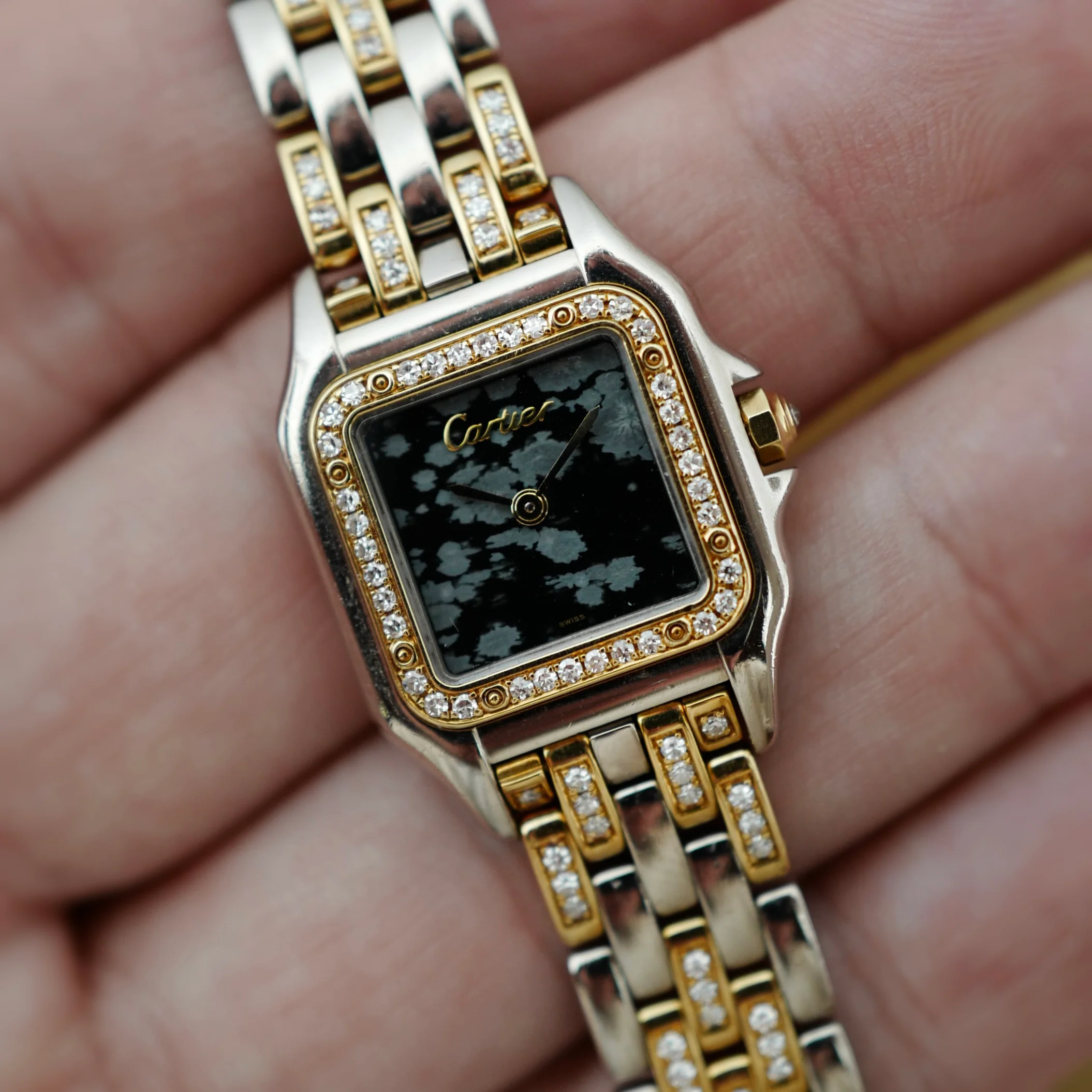 Cartier Two-Tone Panthere Ref. 7669 with Rare Obsidian Stone Dial - Image 5