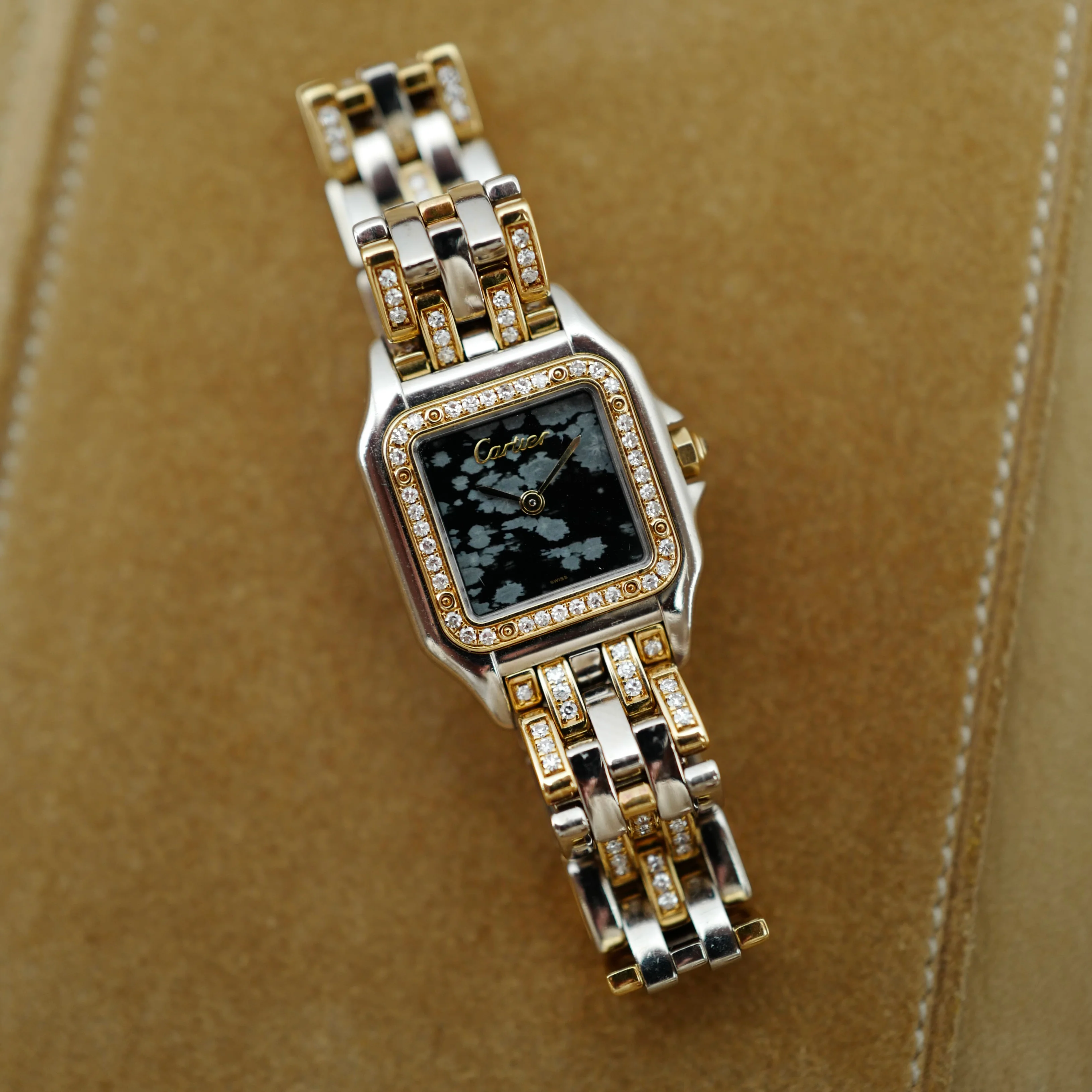 Cartier Two-Tone Panthere Ref. 7669 with Rare Obsidian Stone Dial - Image 6