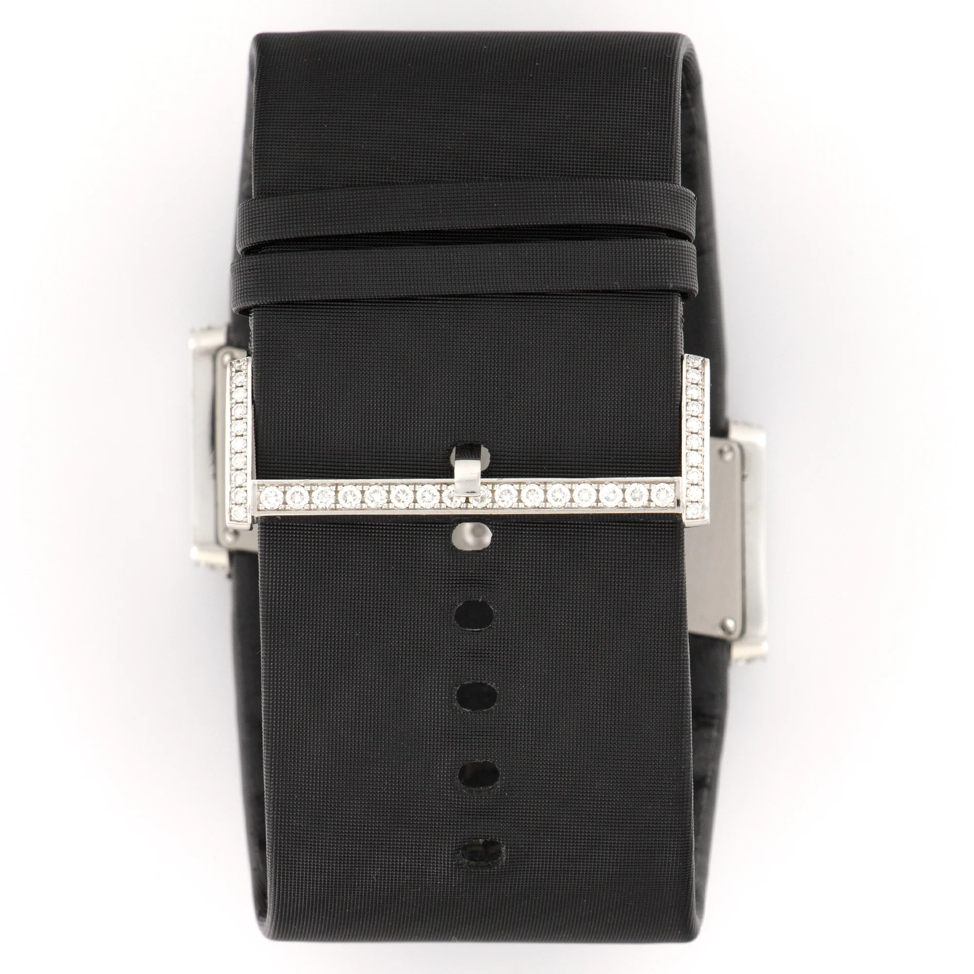 Cartier White Gold Asymmetrical Diamond Watch with Original Box and Paper - Image 5
