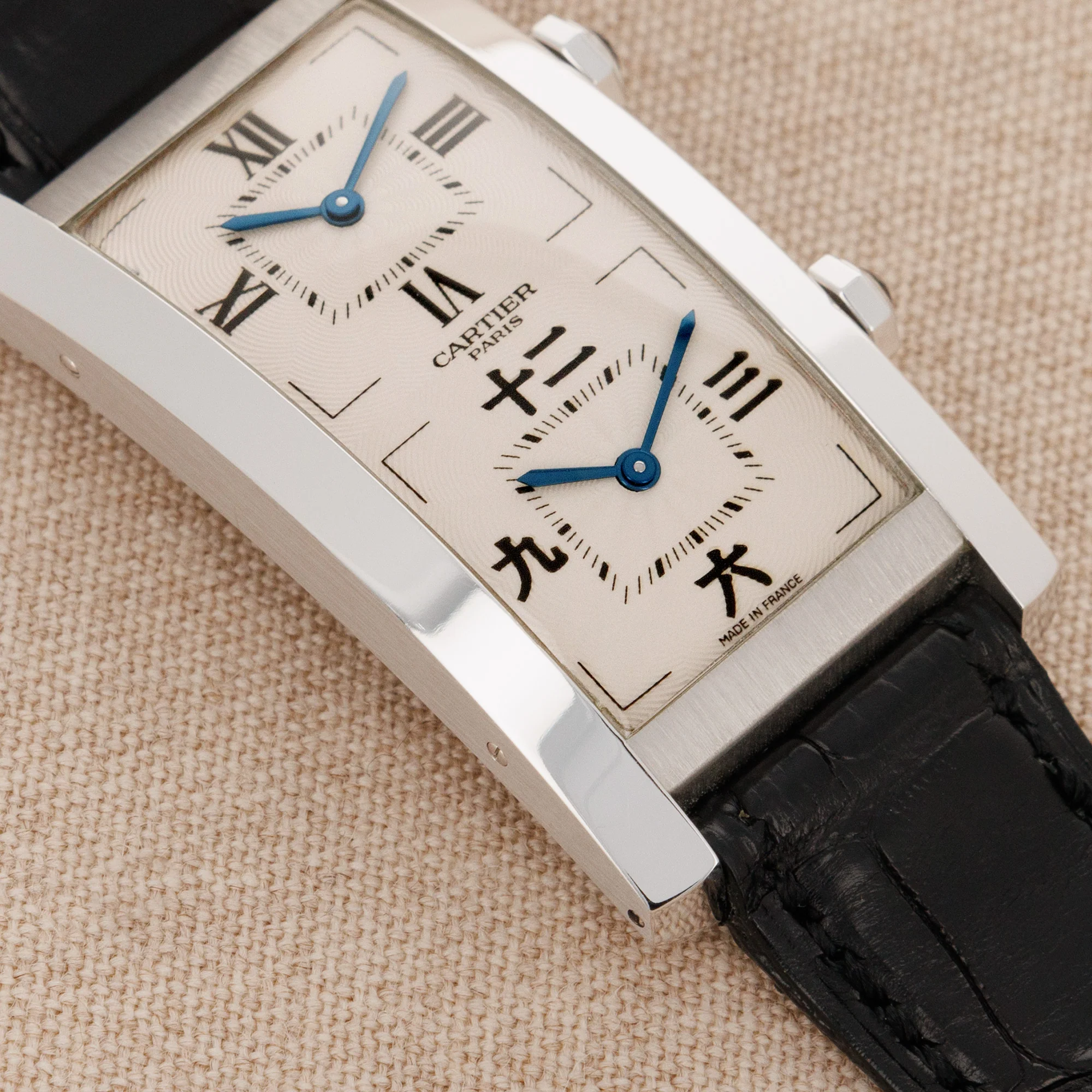 Cartier White Gold Cintree Dual Time Watch Ref. 2767 with Chinese Characters - Image 4