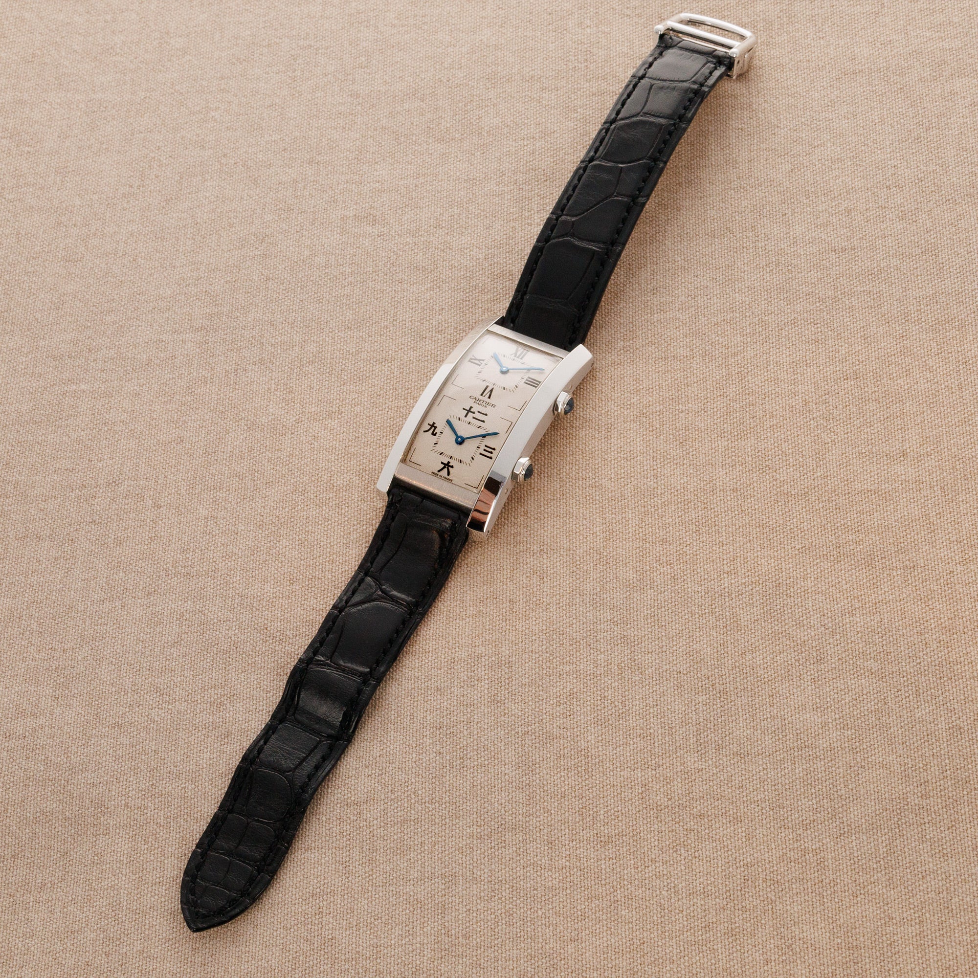 Cartier White Gold Cintree Dual Time Watch Ref. 2767 with Chinese Characters - Image 5
