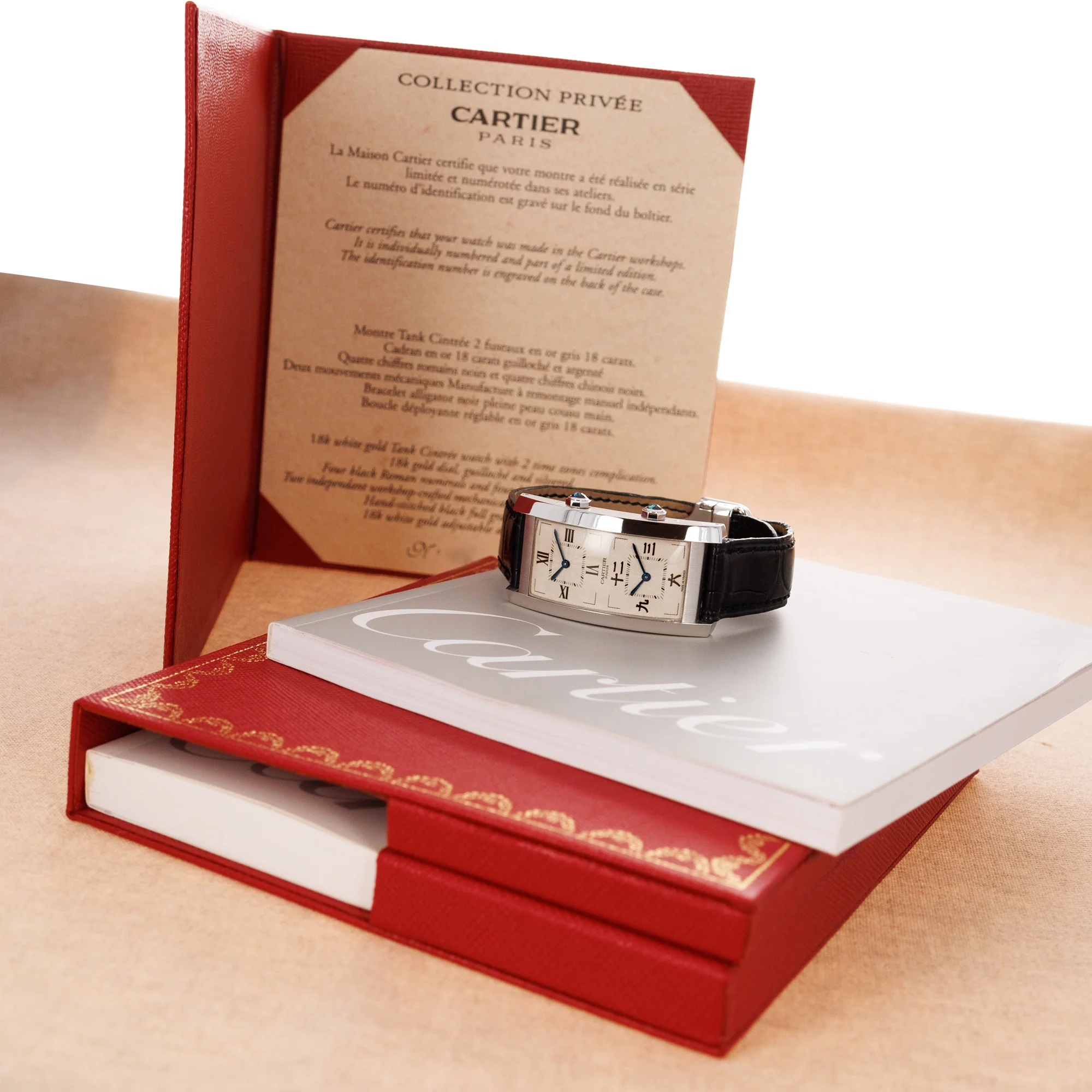 Cartier White Gold Cintree Dual Time Watch Ref. 2767 with Chinese Characters - Image 6