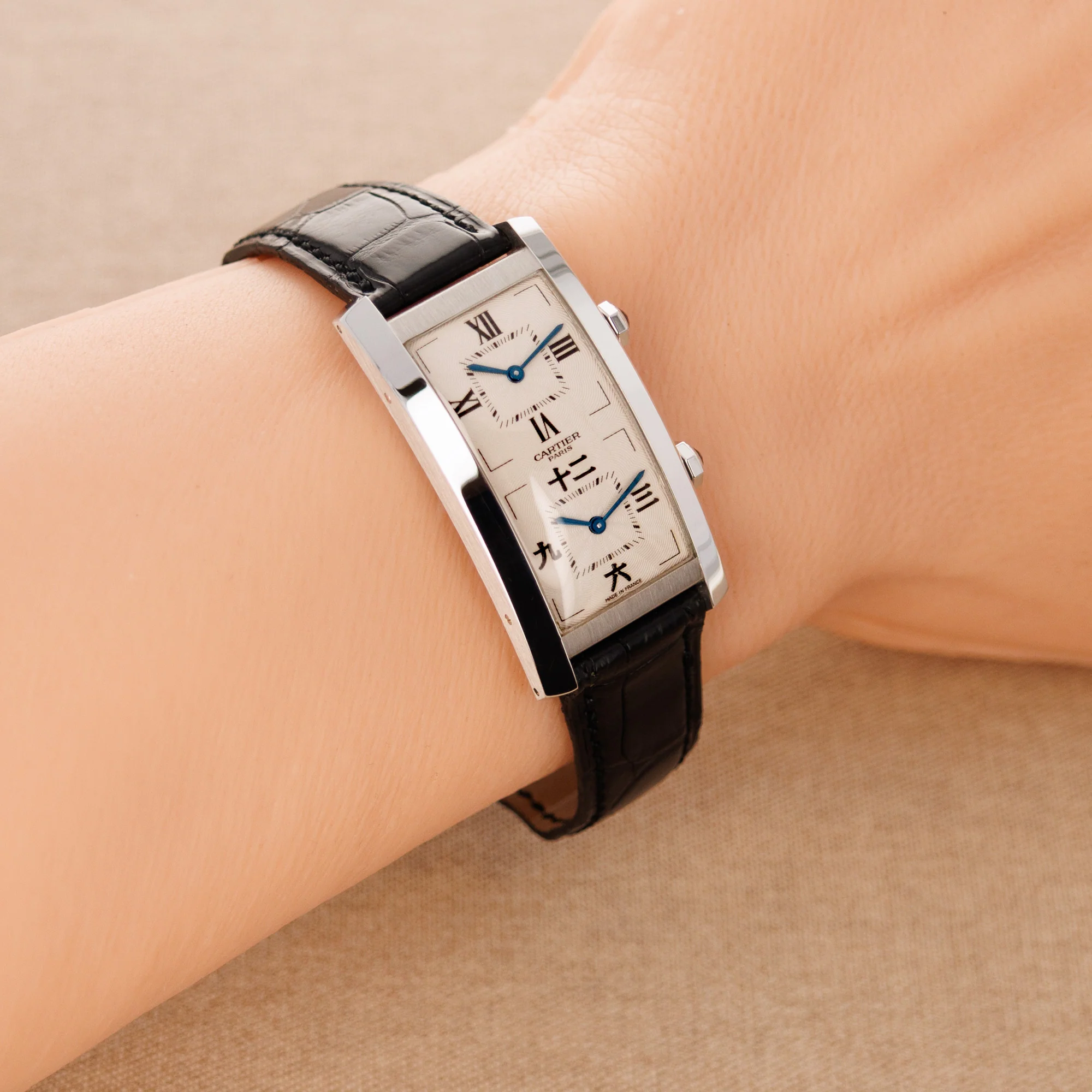 Cartier White Gold Cintree Dual Time Watch Ref. 2767 with Chinese Characters - Image 7