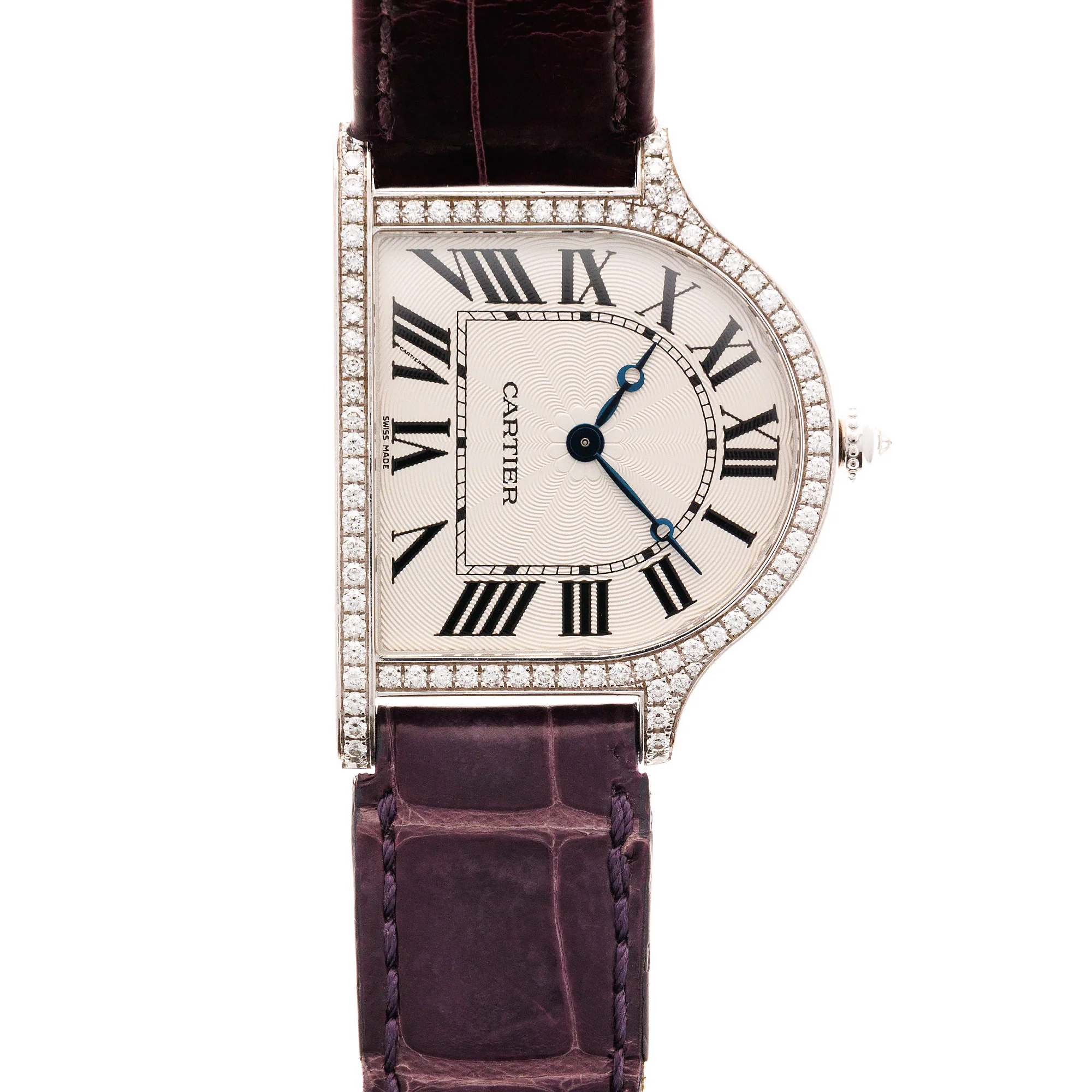 Cartier White Gold Cloche Diamond Mecanique Watch Ref. 3398