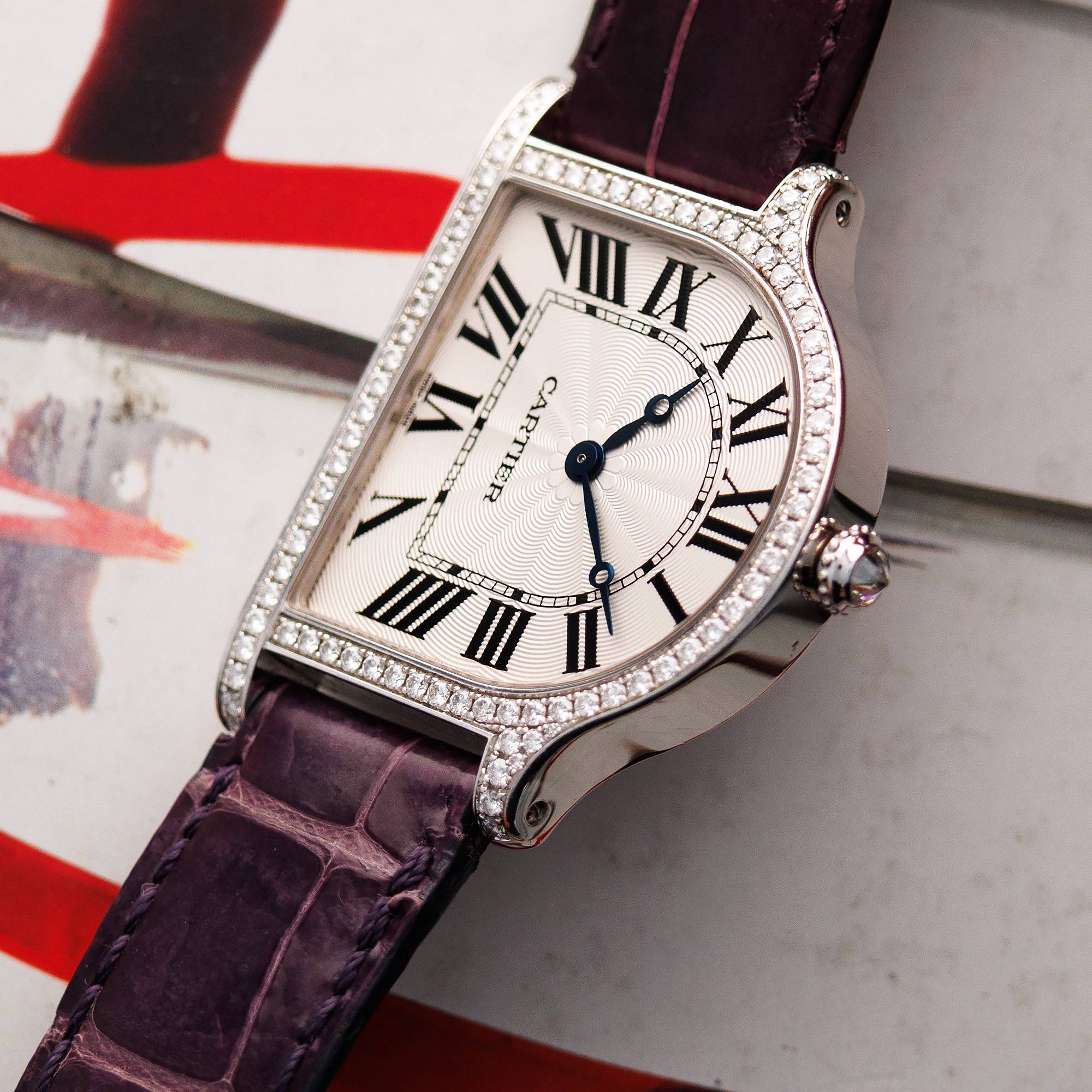 Cartier White Gold Cloche Diamond Mecanique Watch Ref. 3398 - Image 2