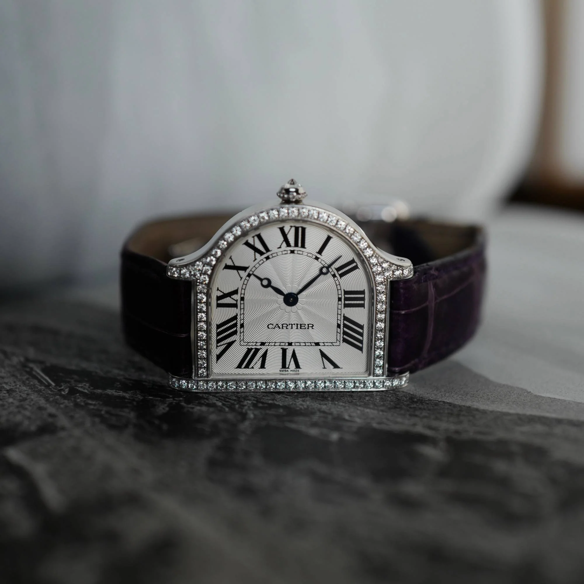 Cartier White Gold Cloche Diamond Mecanique Watch Ref. 3398 - Image 4