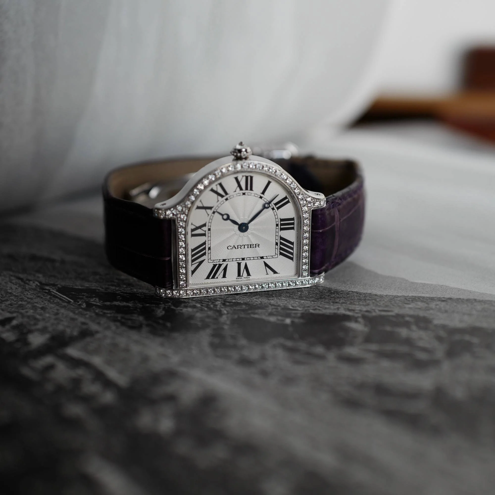 Cartier White Gold Cloche Diamond Mecanique Watch Ref. 3398 - Image 6