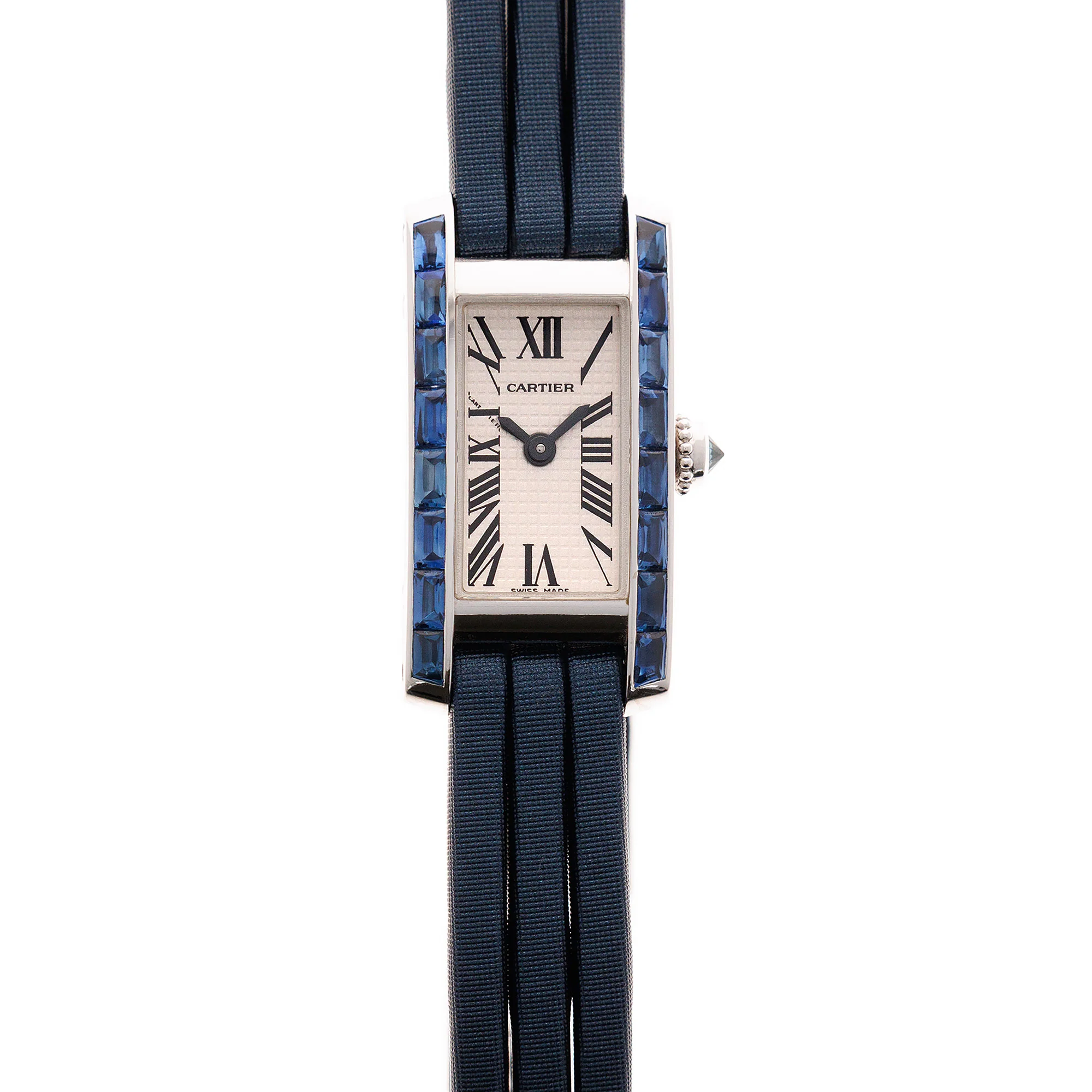 Cartier White Gold Lanieres Tank Allongee Watch Ref. 2544 with Sapphires