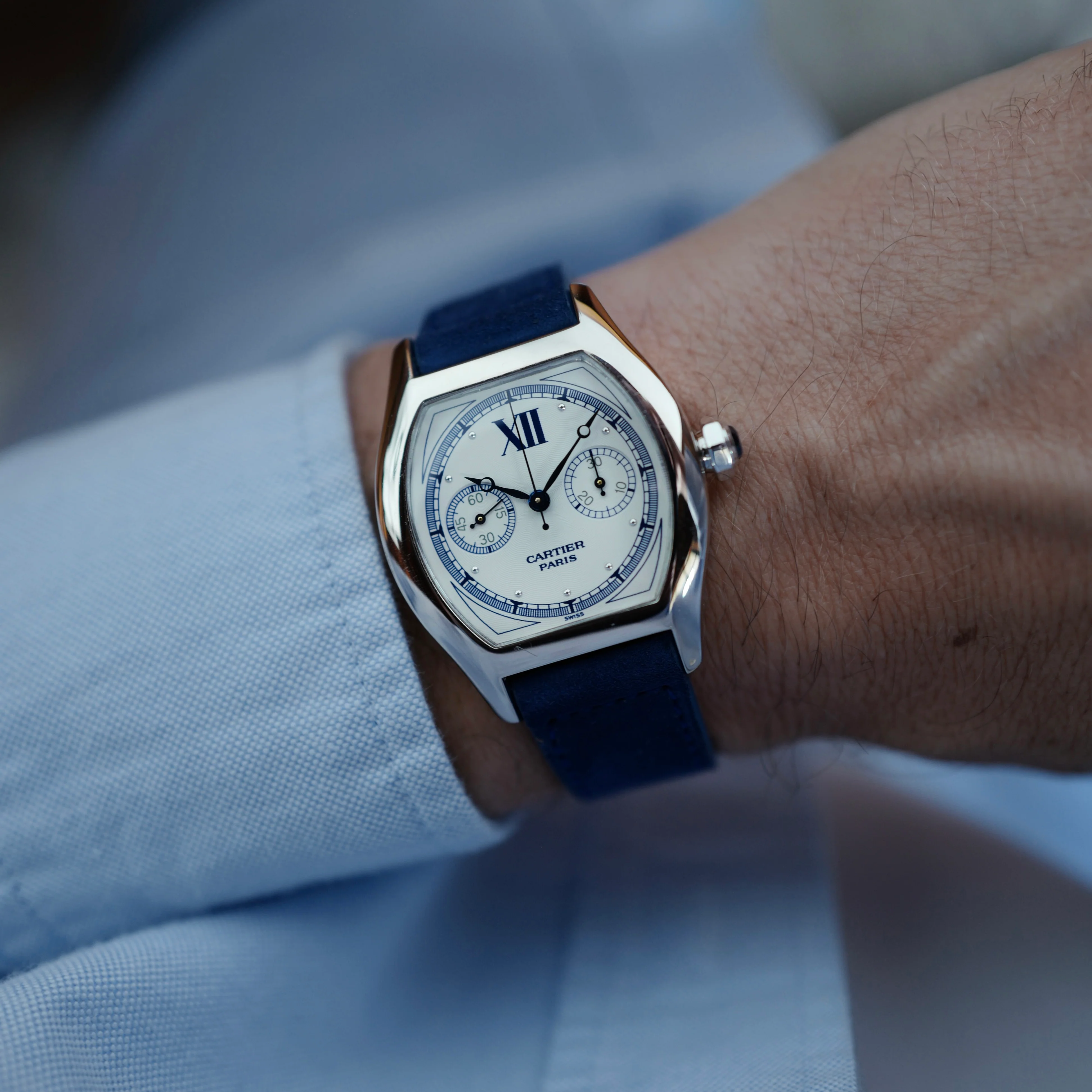 Cartier White Gold Monopoussir Chronograph Watch Ref. 2396 (New Arrival) - Image 2