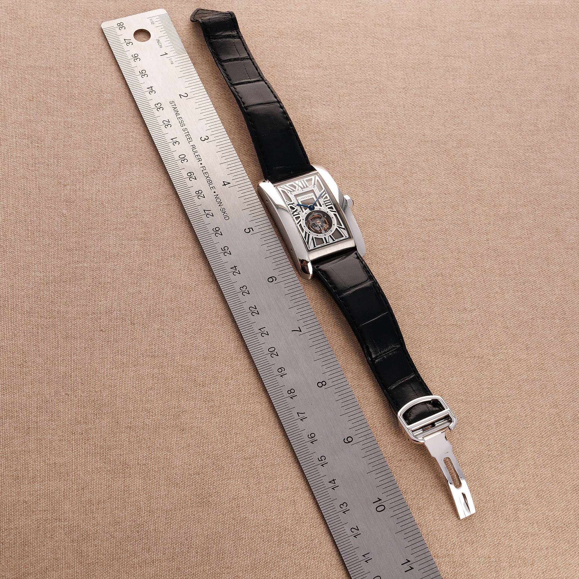 Cartier White Gold Tank Americaine Tourbillon Watch Ref. 3199 - Image 8