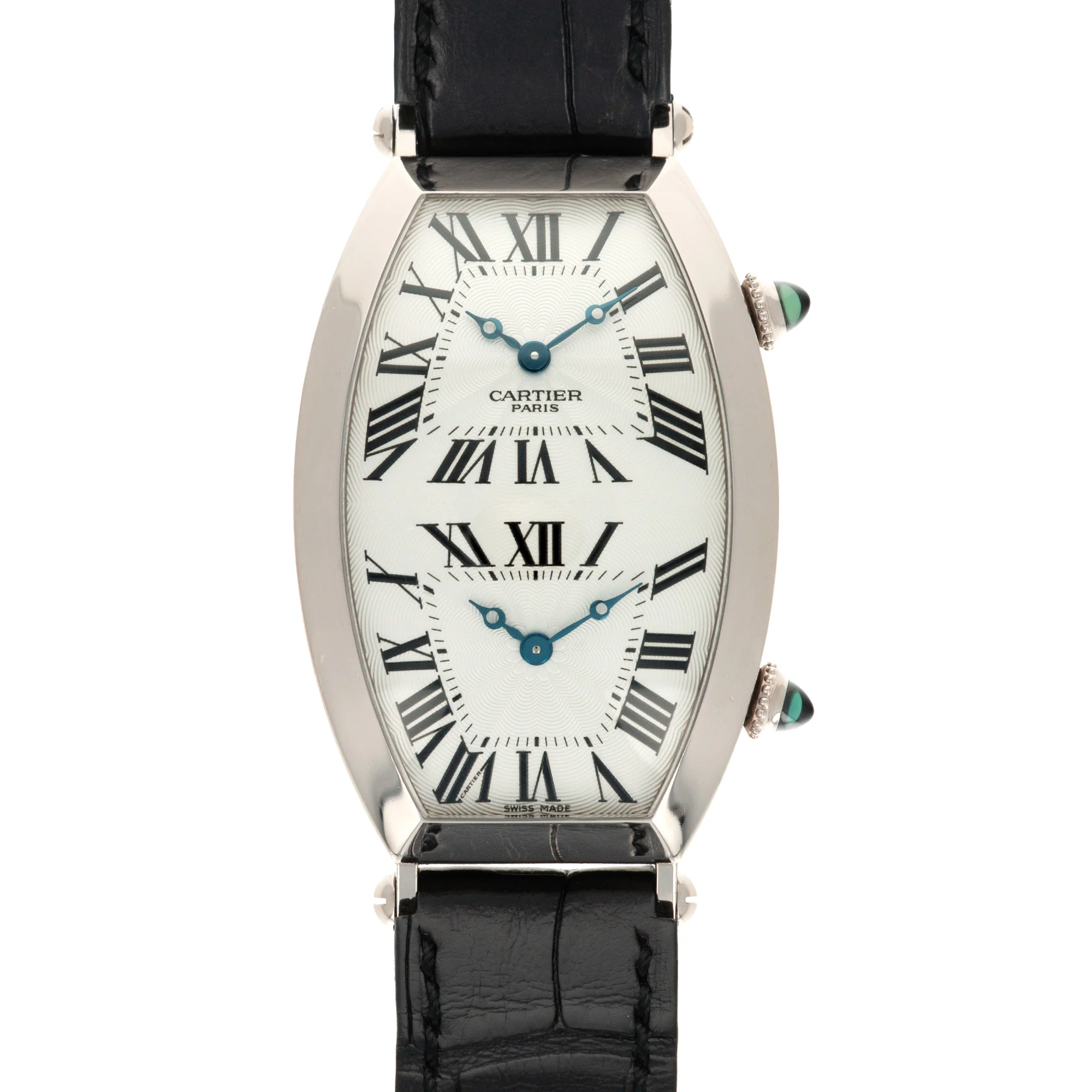 Cartier White Gold Tonneau Dual Time Ref. 2806