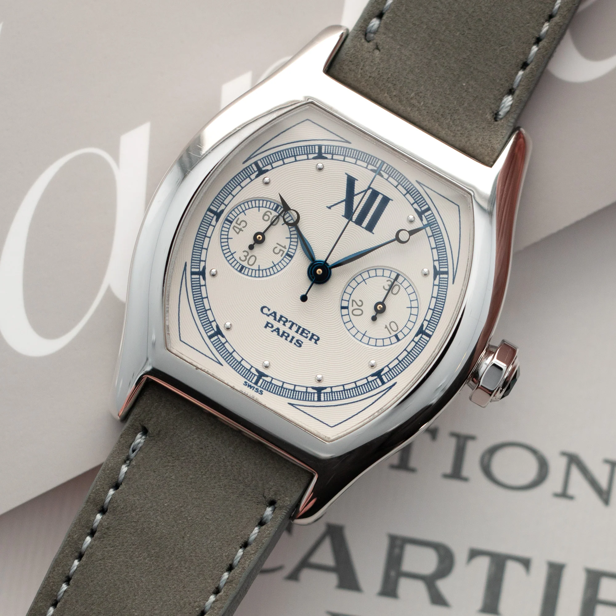 Cartier White Gold Tortue Monopoussir Watch, Ref 2396 - Image 2