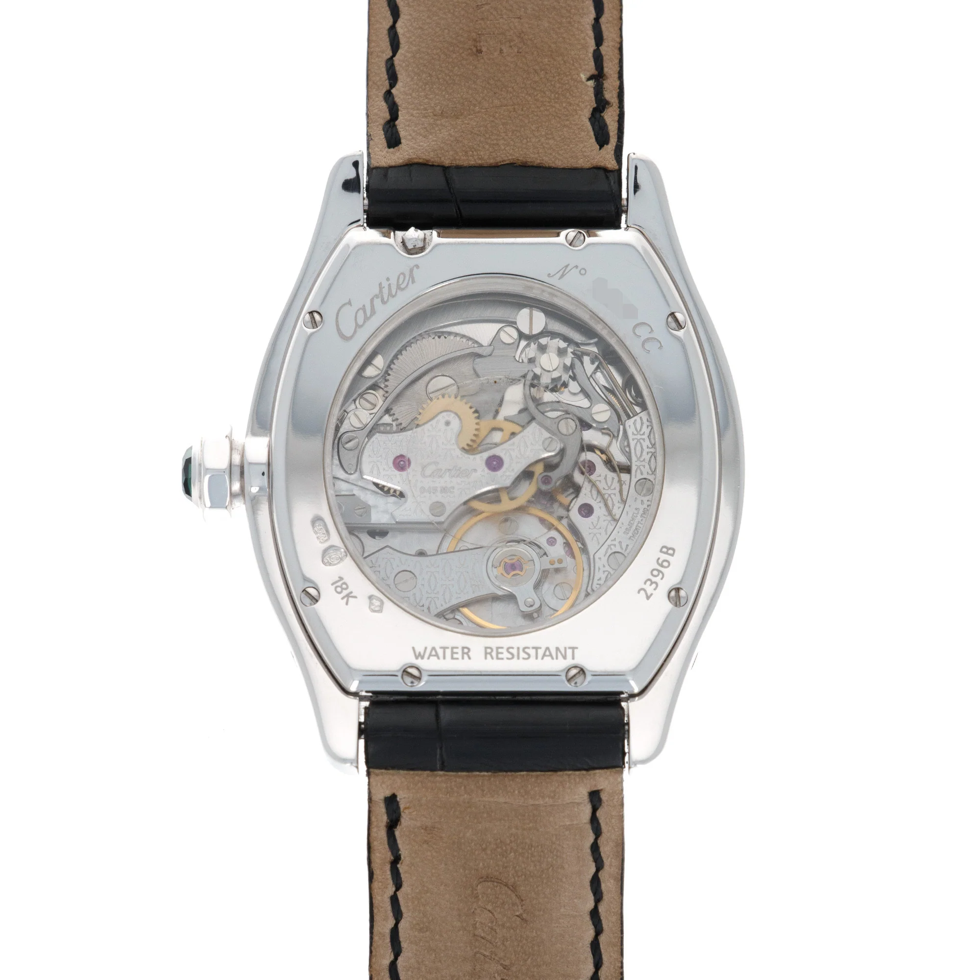 Cartier White Gold Tortue Monopoussoir Chronograph Watch Ref. 2396 with Original Box and Paper - Image 4
