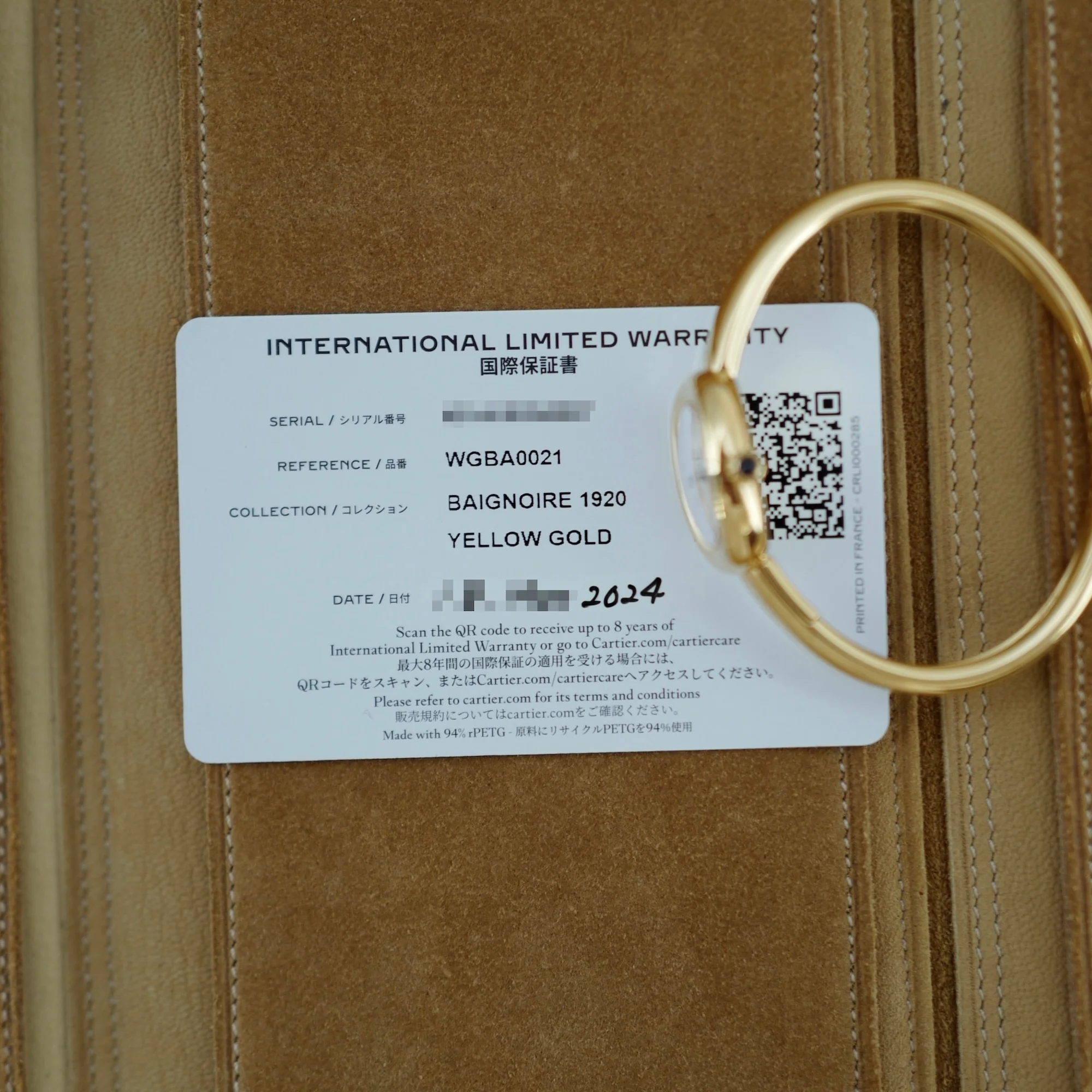 Cartier Yellow Gold Baignoire Bangle Watch Ref. WGBA0021 - Image 7