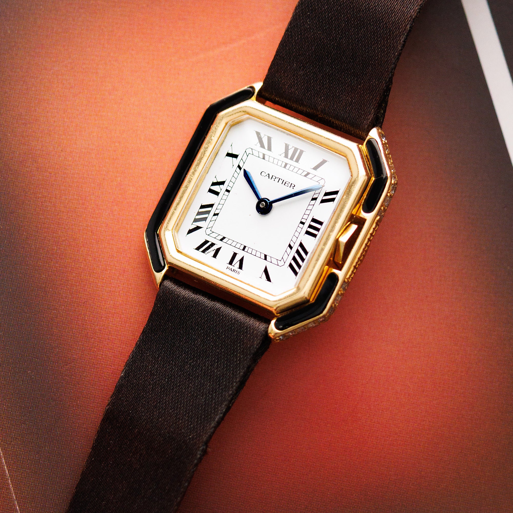 Cartier Yellow Gold Ceinture Onyx & Diamond Watch - Image 2