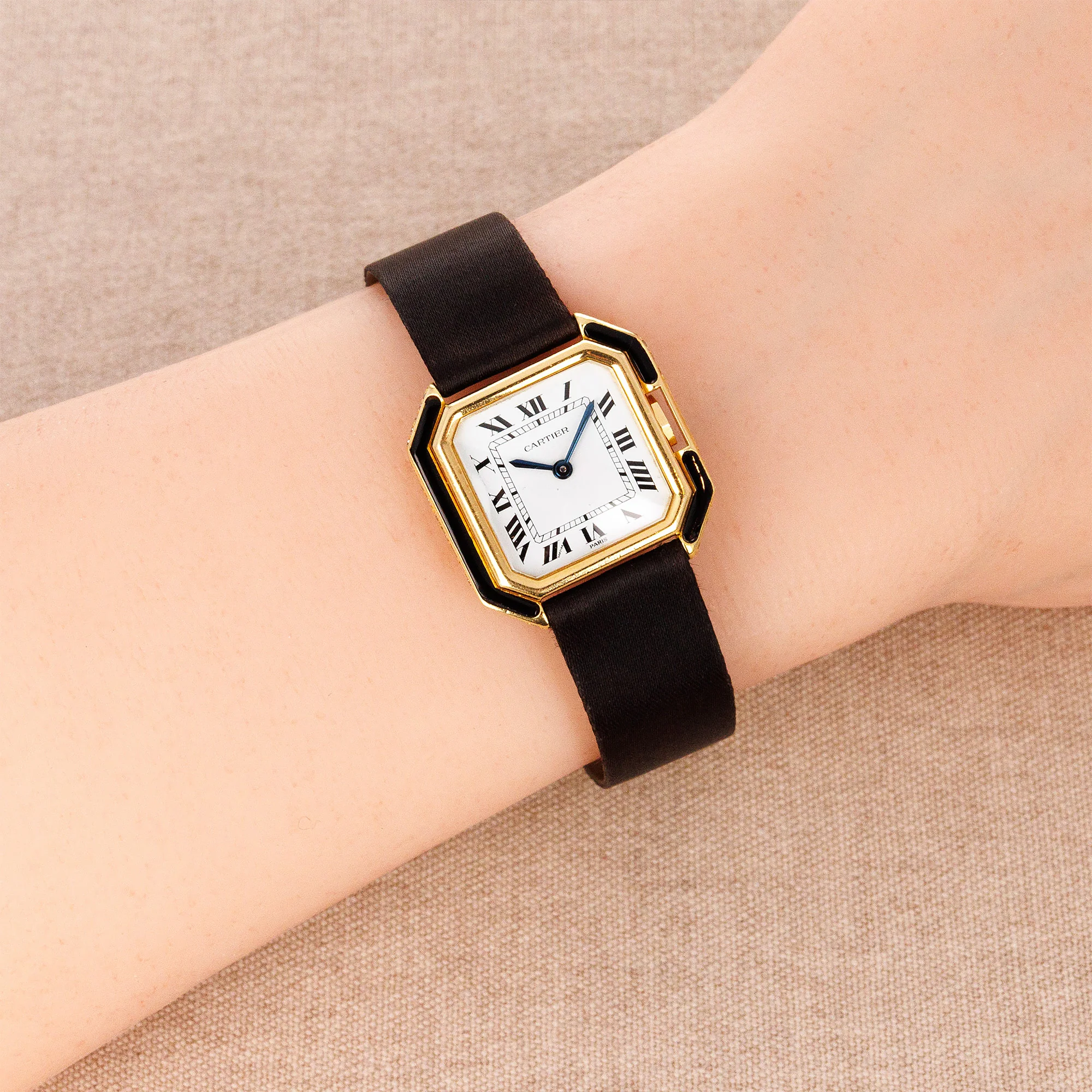Cartier Yellow Gold Ceinture Onyx & Diamond Watch - Image 7