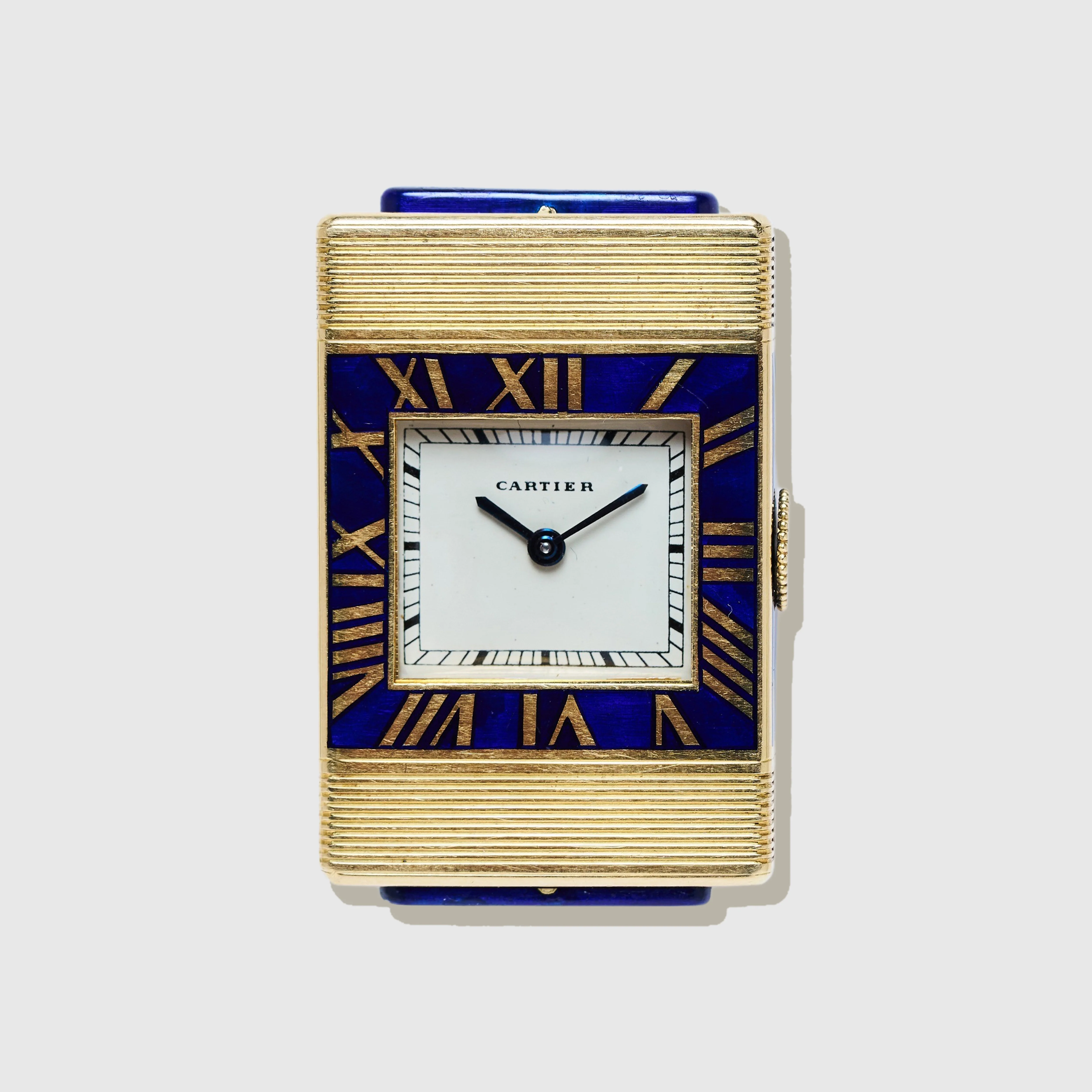 Cartier Yellow Gold Blue Enamel Secret Shutter Watch, European Watch & Clock - Image 2