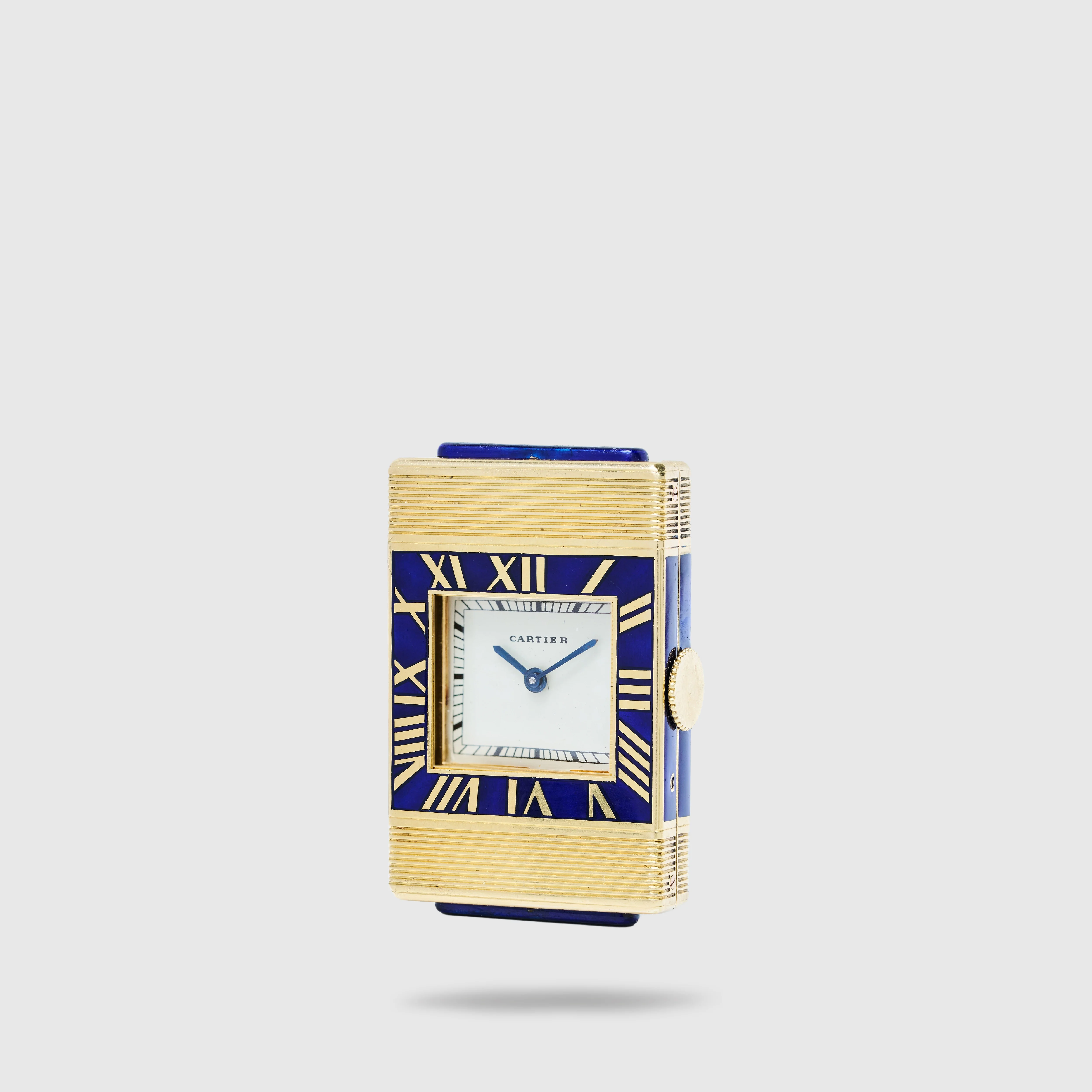 Cartier Yellow Gold Blue Enamel Secret Shutter Watch, European Watch & Clock - Image 3