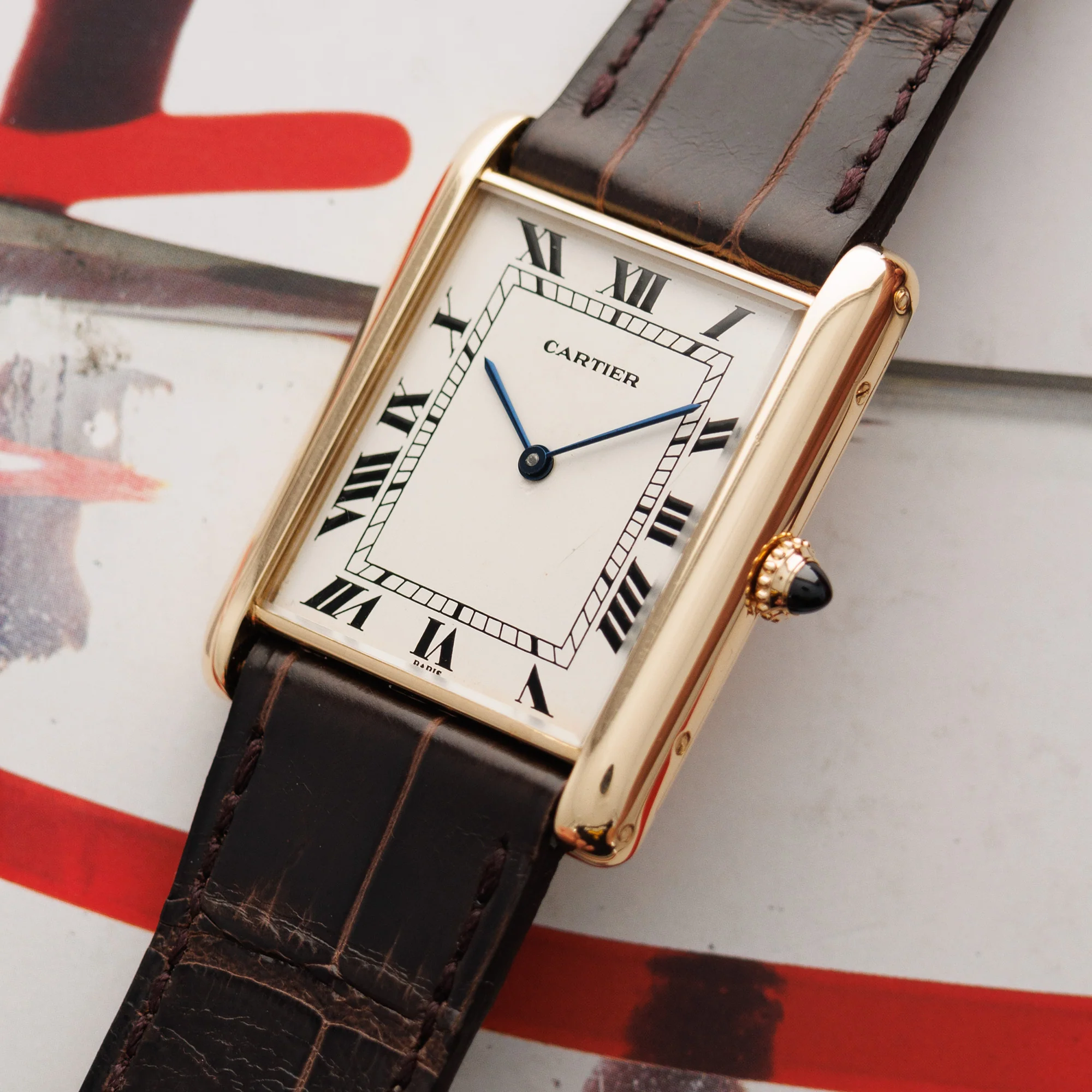 Cartier Yellow Gold Jumbo Tank Automatique Watch, Circa 1970s - Image 2
