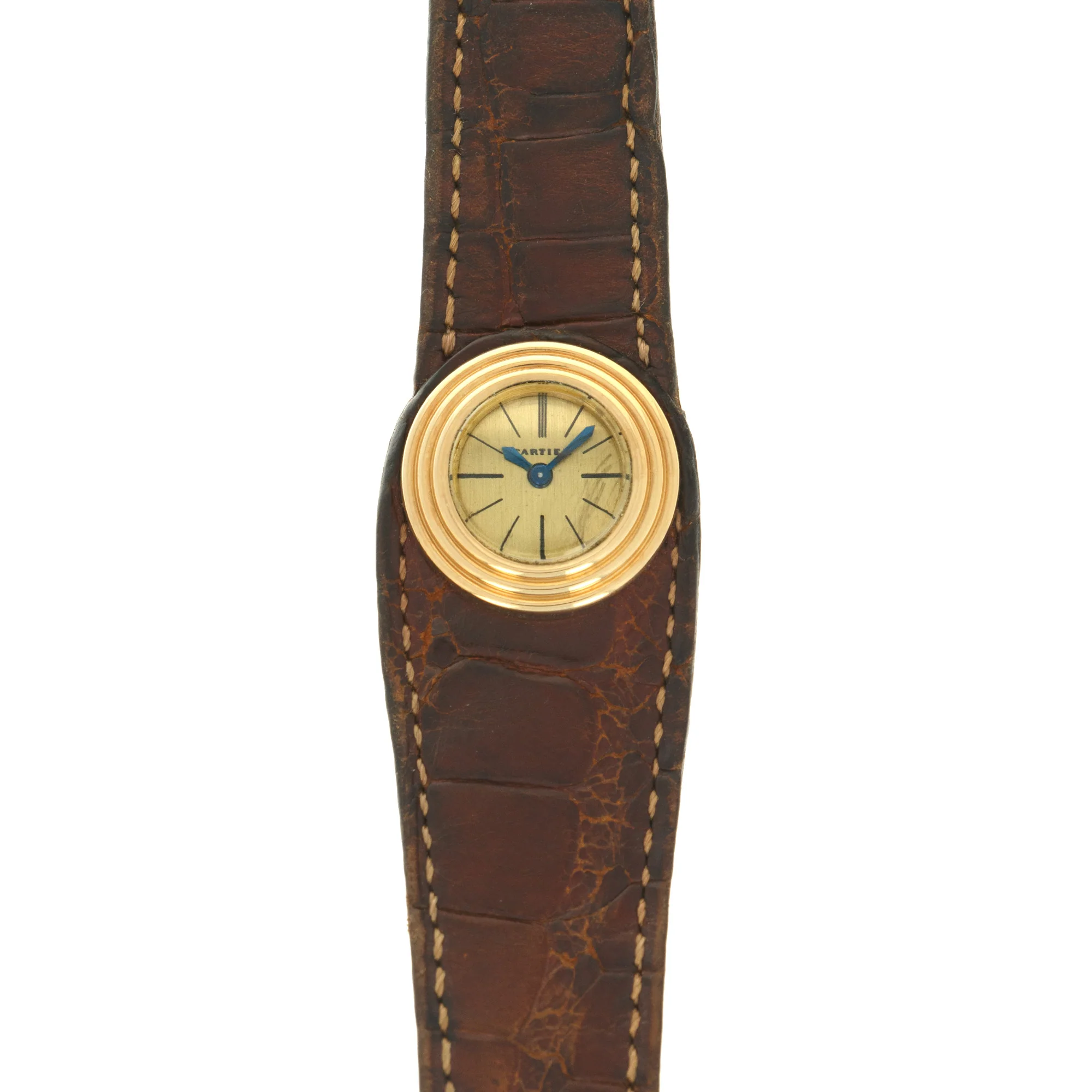 Cartier Yellow Gold Leather Watch, As Seen in George Gordons Cartier Book