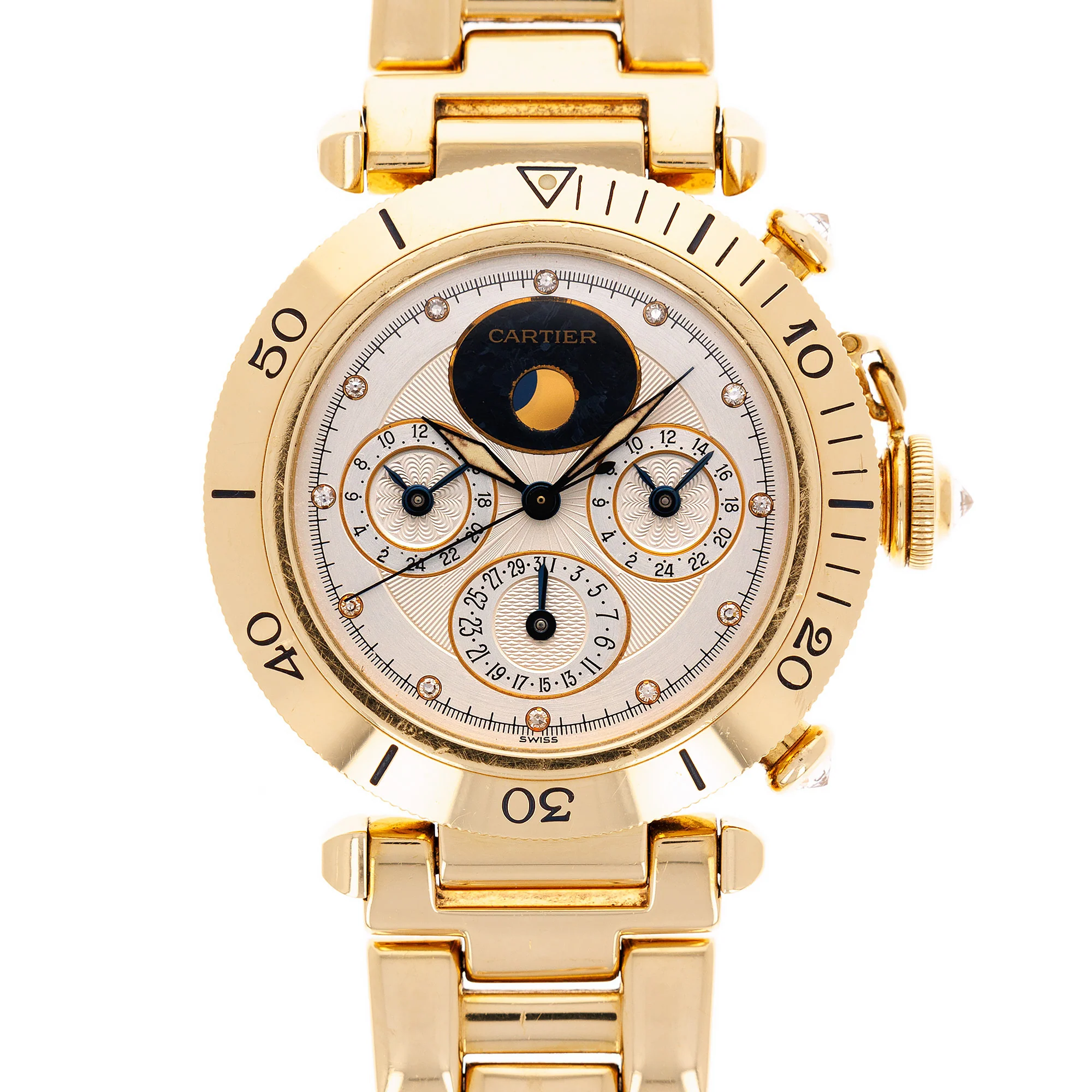 Cartier Yellow Gold Pasha Triple Calendar Moonphase Watch Ref. 0925