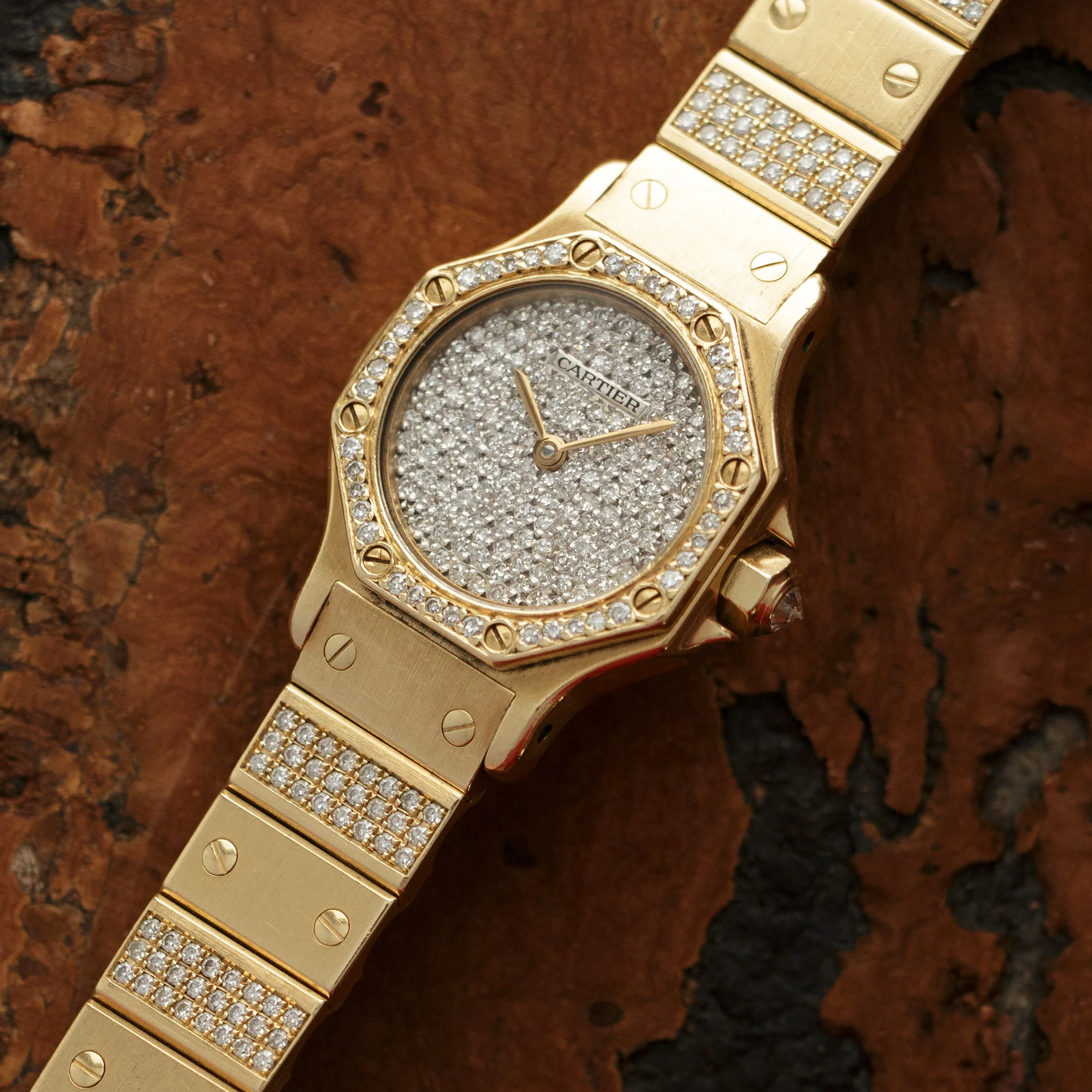 Cartier Yellow Gold Santos Automatic Diamond Watch - Image 2