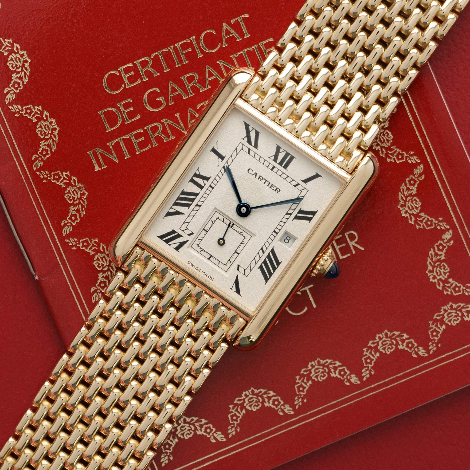 Cartier Yellow Gold Tank Louis Bracelet Watch with Original Box and Warranty - Image 2