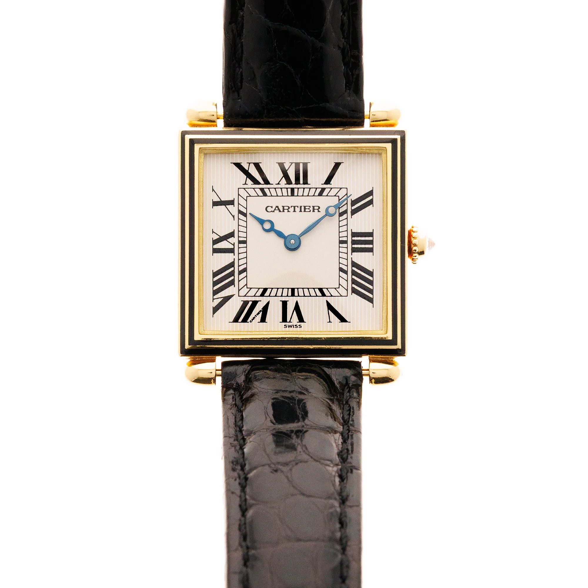 Cartier Yellow Gold Tank Obus Ref. 1630 with Black Enamel