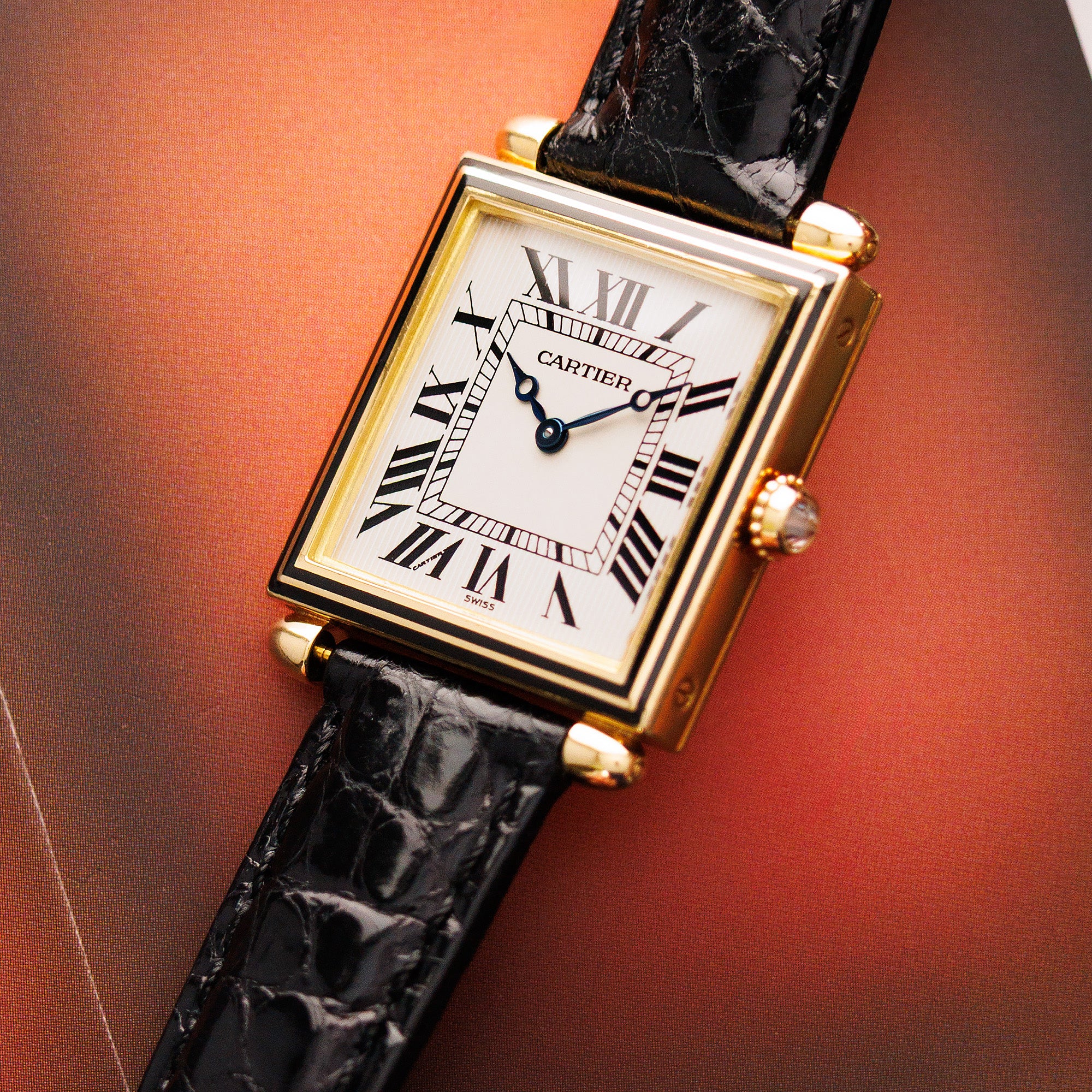 Cartier Yellow Gold Tank Obus Ref. 1630 with Black Enamel - Image 2