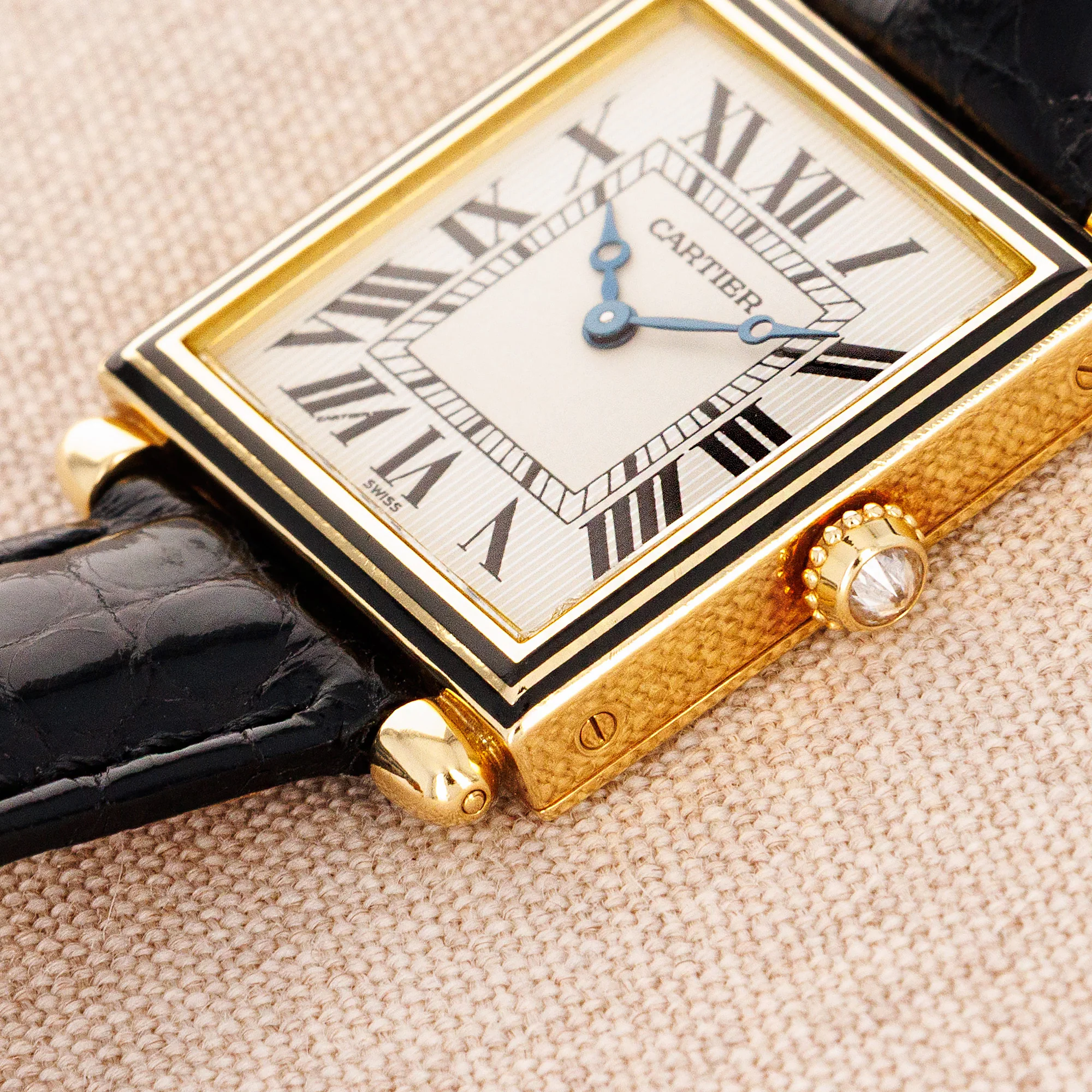 Cartier Yellow Gold Tank Obus Ref. 1630 with Black Enamel - Image 3