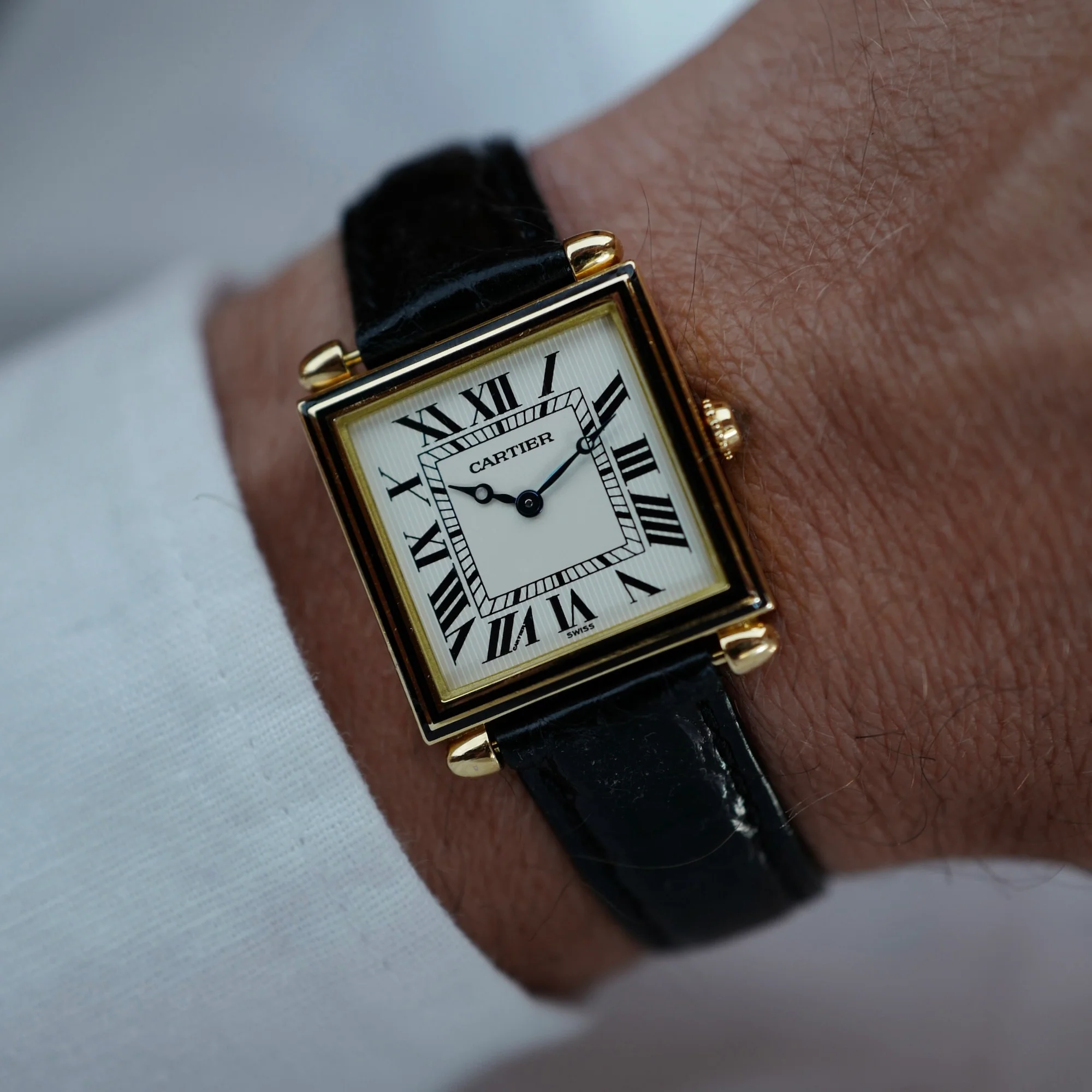 Cartier Yellow Gold Tank Obus Ref. 1630 with Black Enamel - Image 5