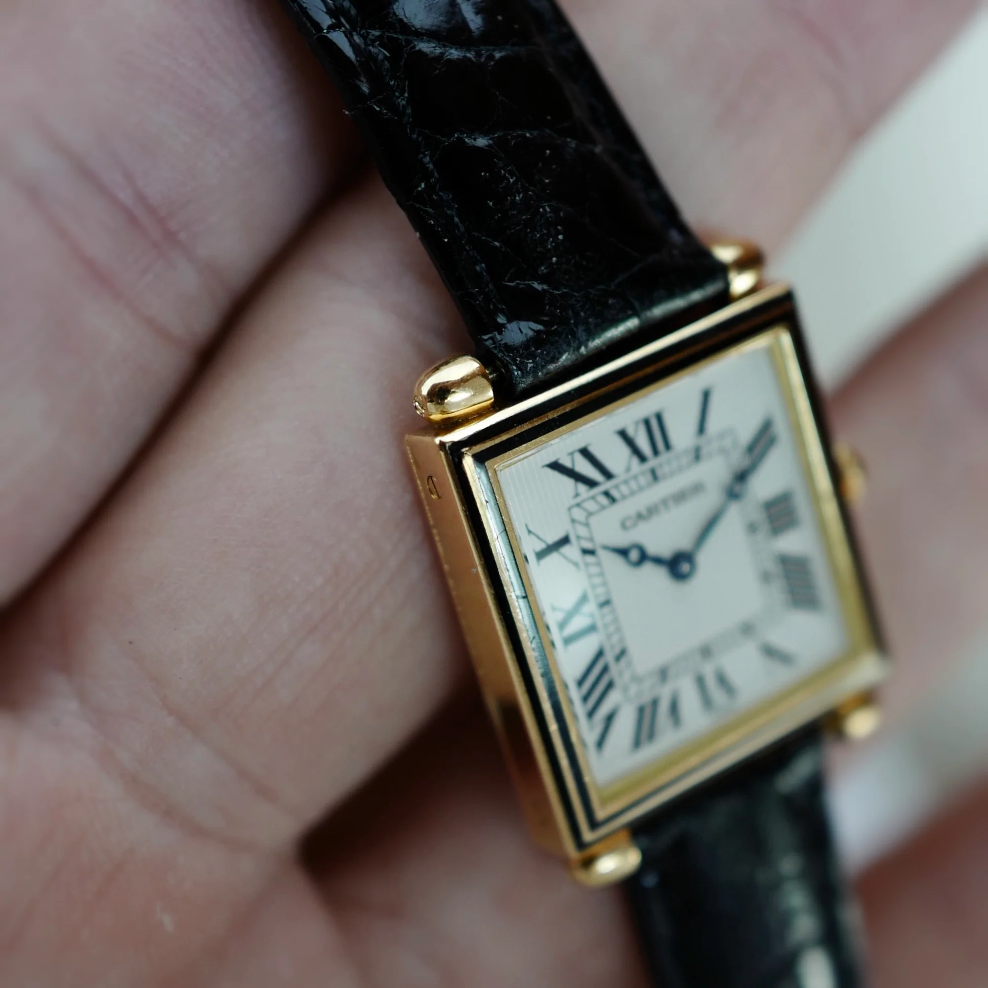 Cartier Yellow Gold Tank Obus Ref. 1630 with Black Enamel - Image 6