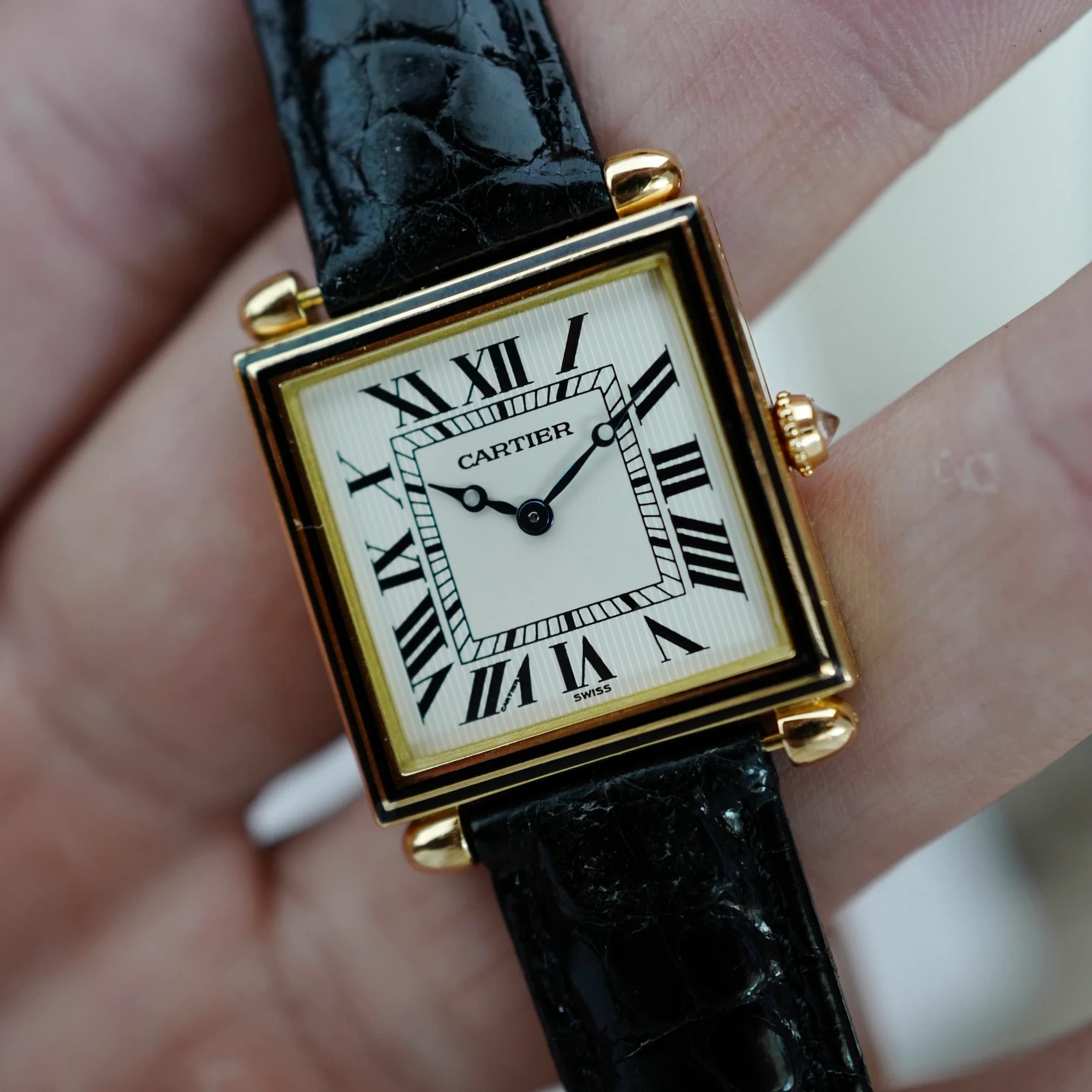 Cartier Yellow Gold Tank Obus Ref. 1630 with Black Enamel - Image 7