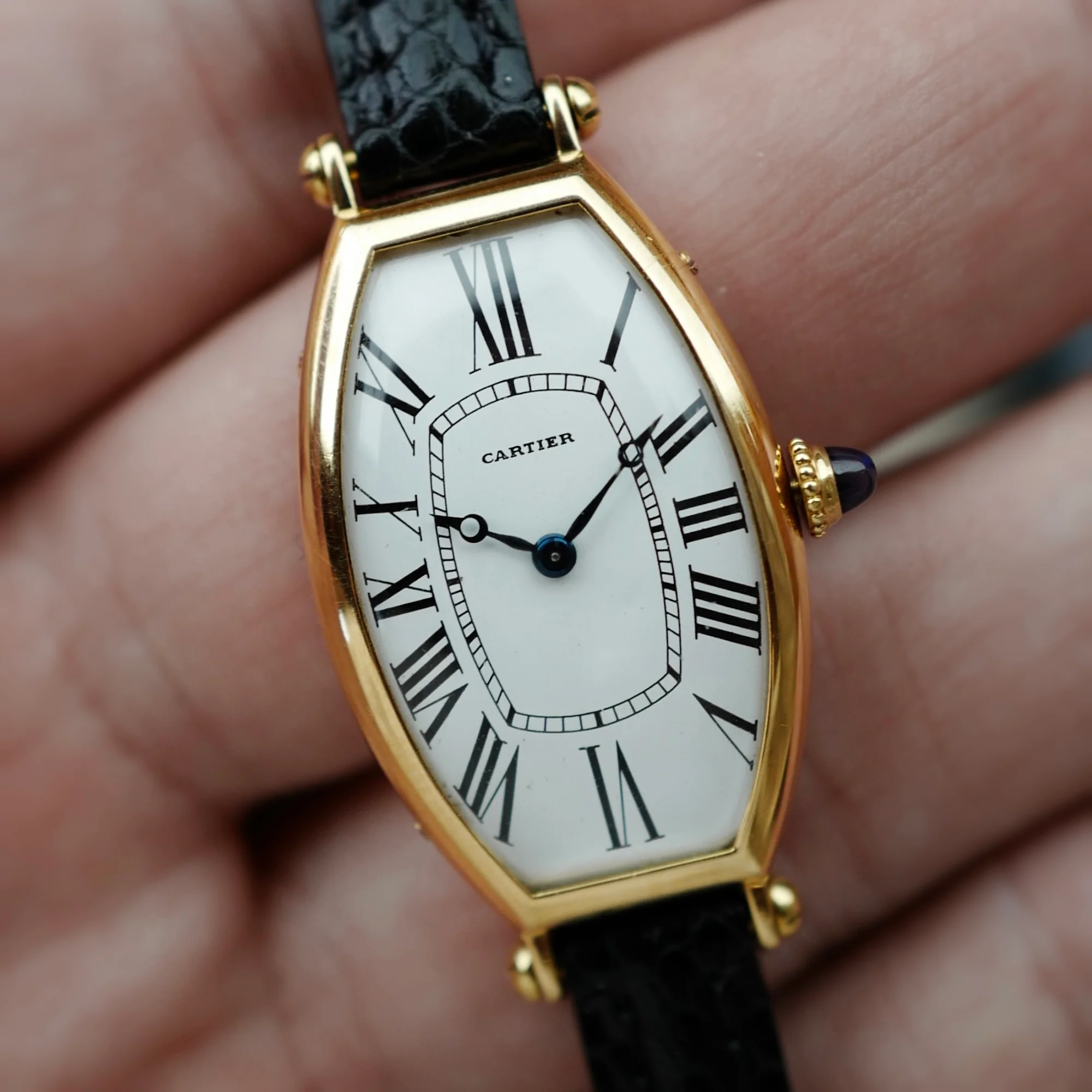 Cartier Yellow Gold Tonneau Watch, Circa 1950s with European Watch & Clock Movement - Image 4