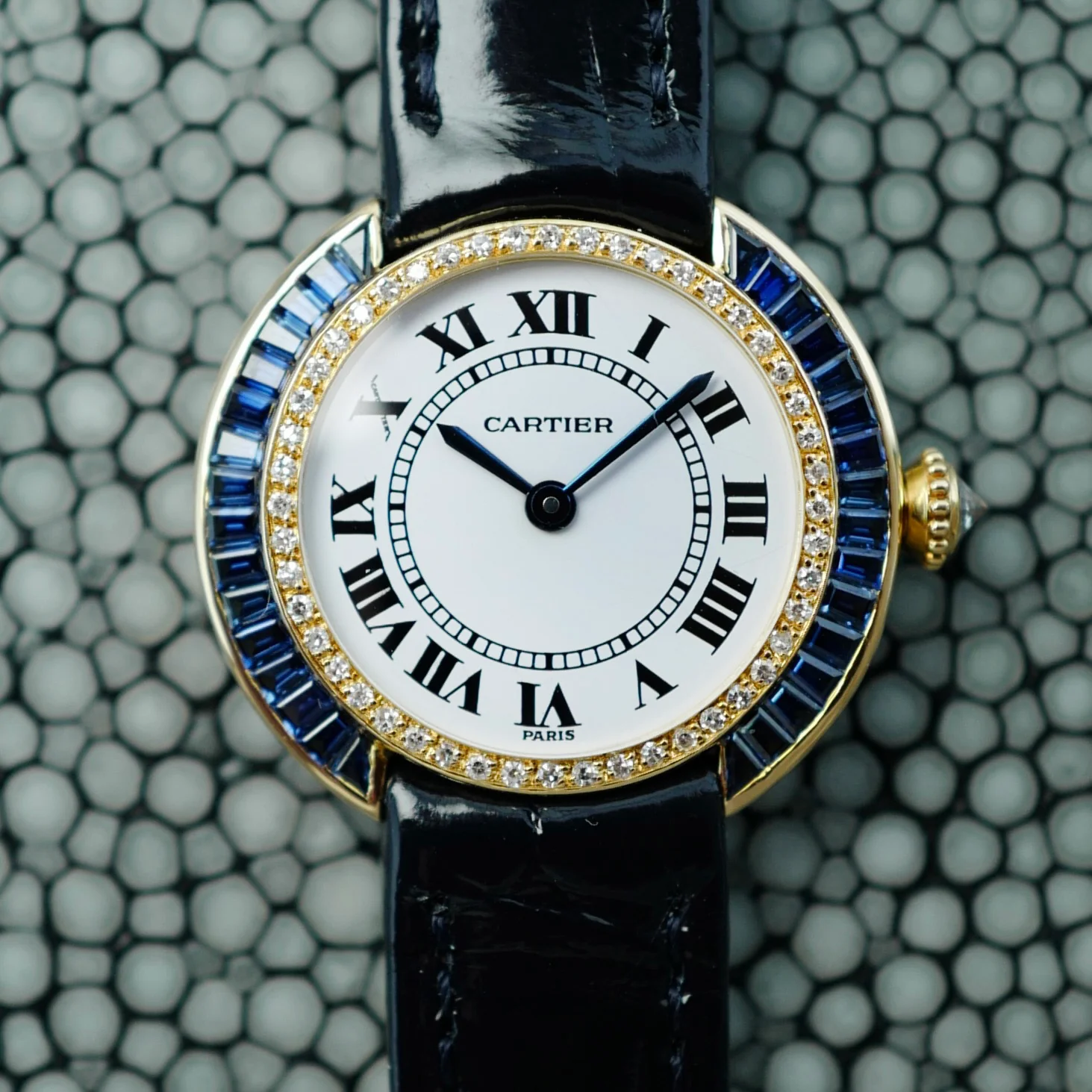 Cartier Yellow Gold Vendome Watch Ref. 86402352 with Original Sapphires and Diamonds - Image 2