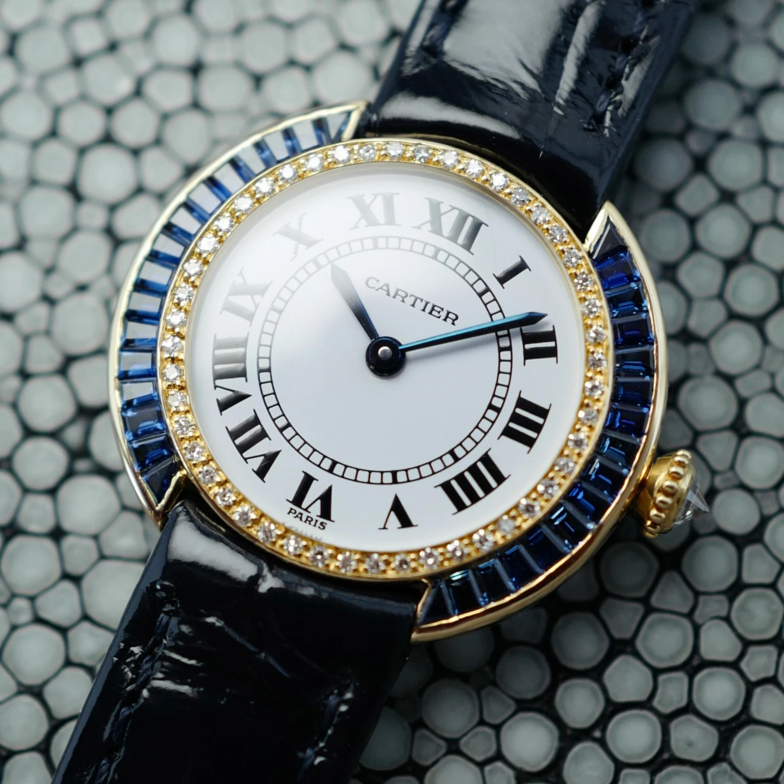 Cartier Yellow Gold Vendome Watch Ref. 86402352 with Original Sapphires and Diamonds - Image 5