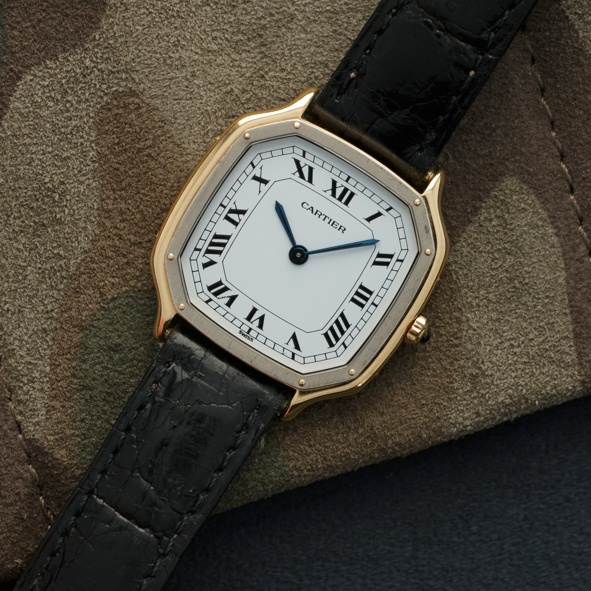 Cartier Yellow & White Gold Cushion Trianon Strap Watch - Image 2