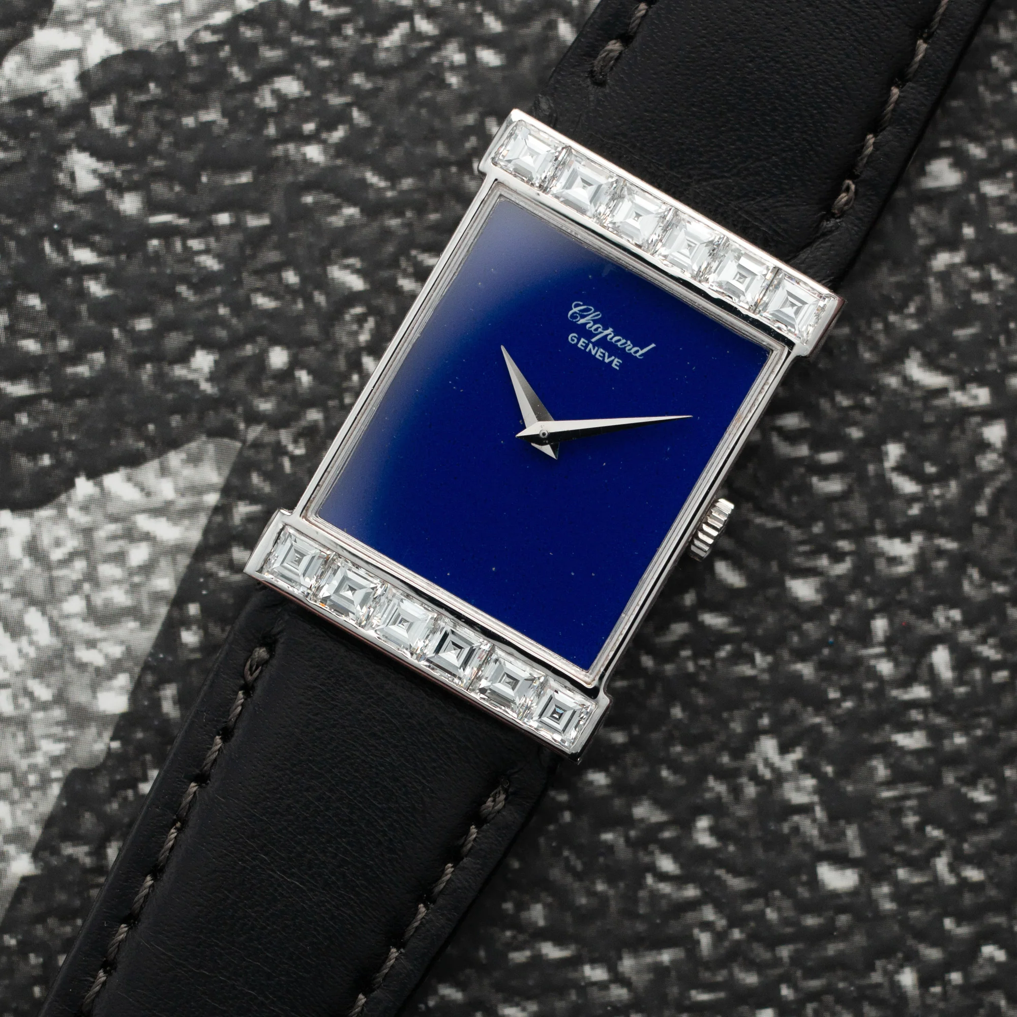 Chopard White Gold Watch with Lapis Dial with Emerald Diamonds - Image 2