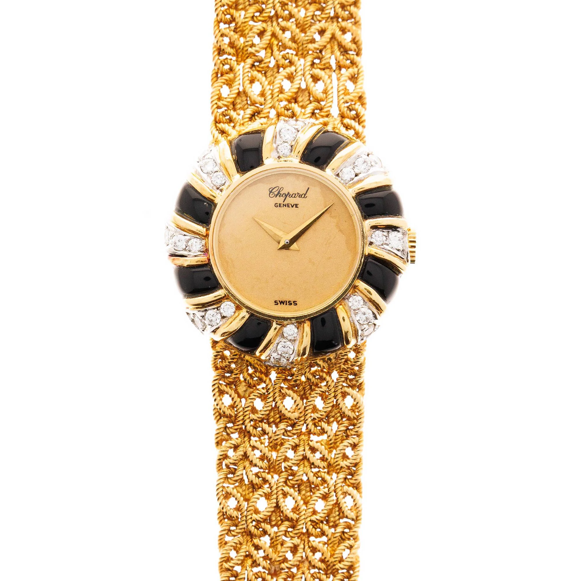 Chopard Yellow Gold Ref. 410430 with Onyx and Diamond Bezel