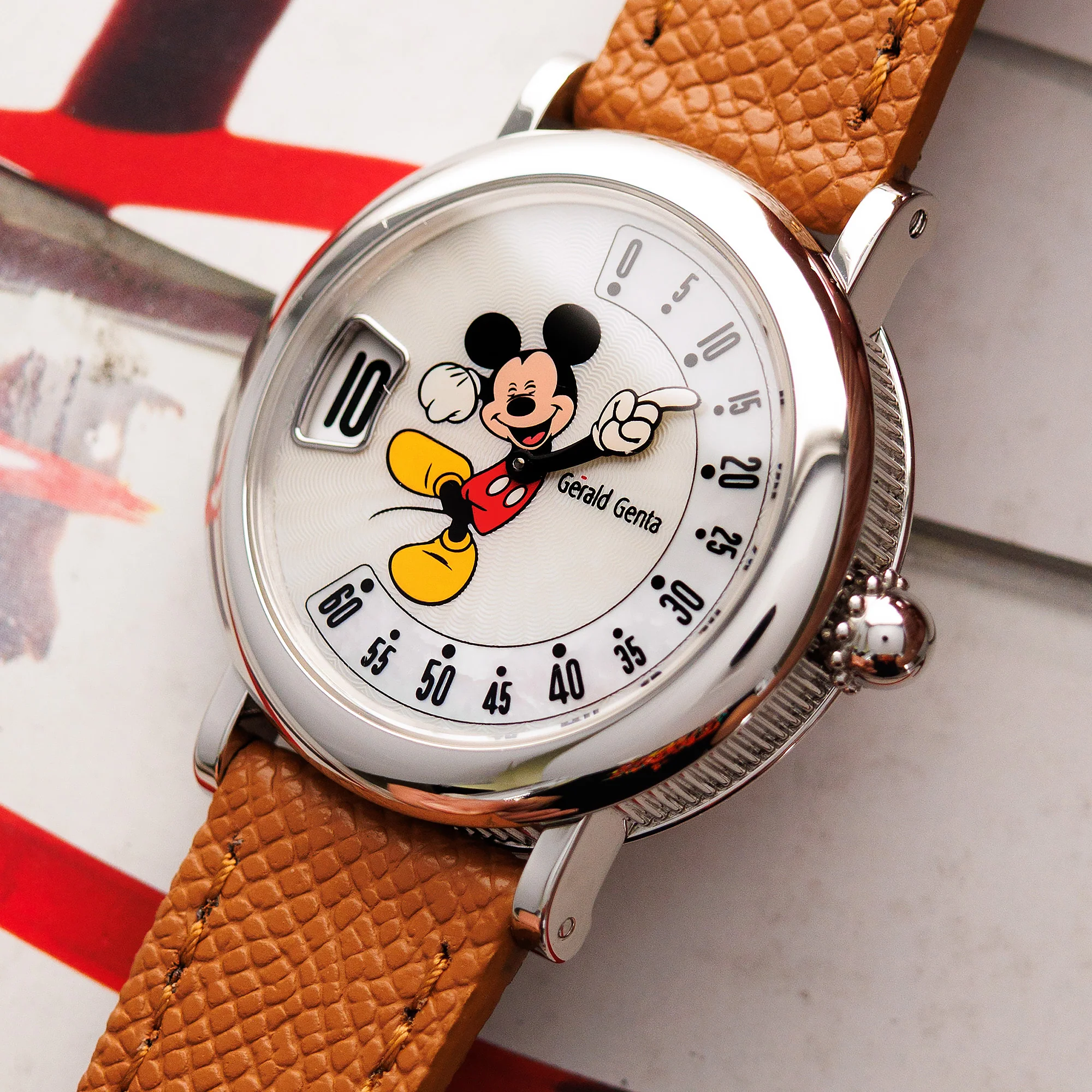 Gerald Genta Steel Mickey Mouse Fantasy Retro M.10 with Guilloche MOP Dial - Image 2