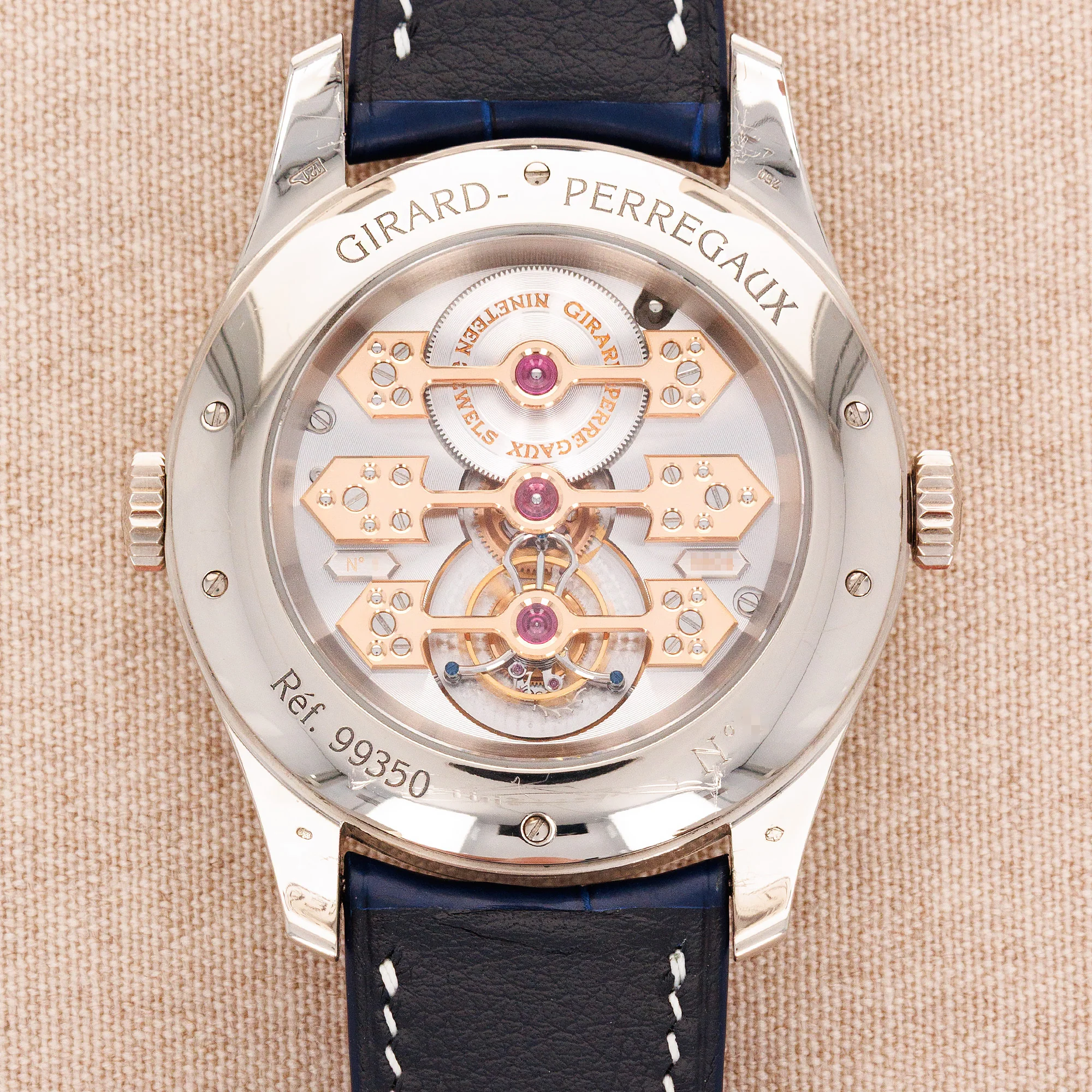Girard Perregaux White Gold Triple Bridge Tourbillon Ref. 99350 with Unique Cloisonne Dial - Image 3
