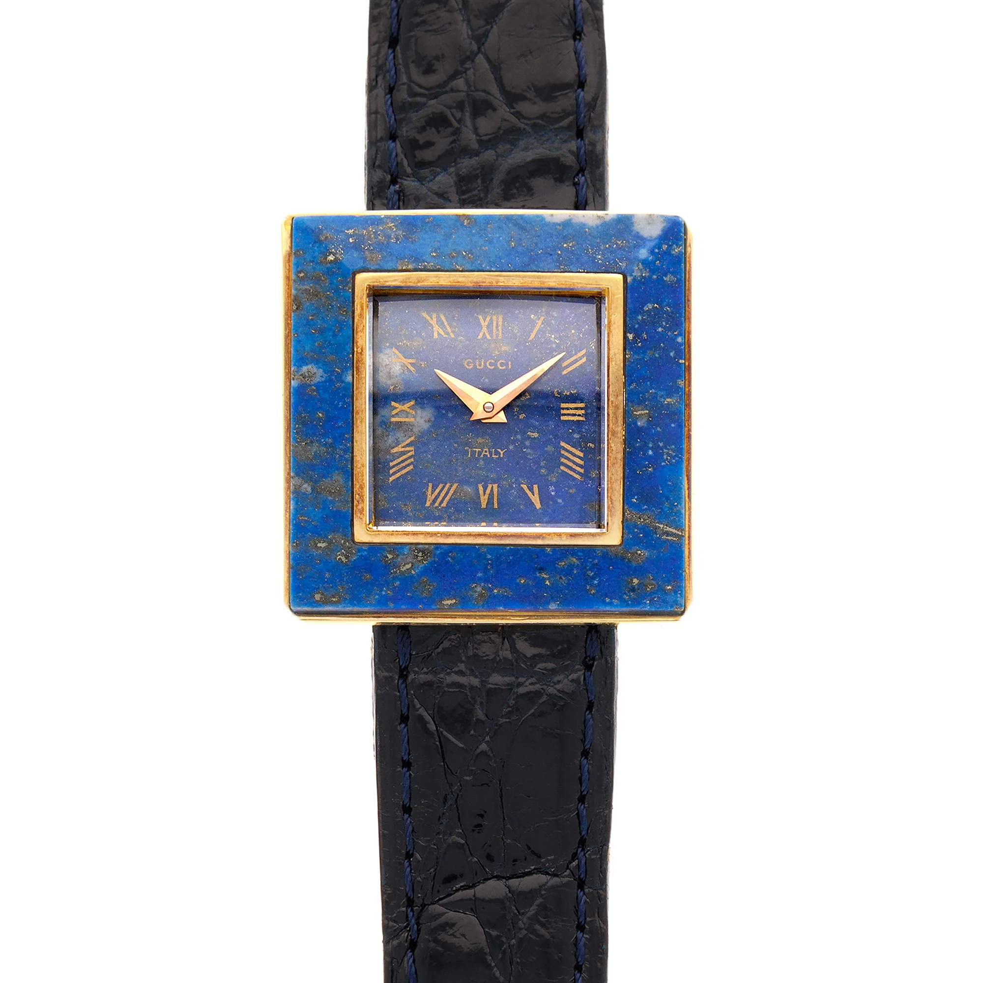 Gucci Yellow Gold and Lapis Square Watch