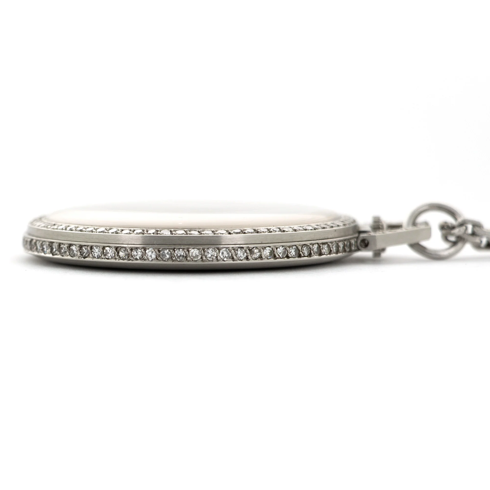 IWC Platinum Diamond Pocket Watch with Original Box and Papers - Image 3