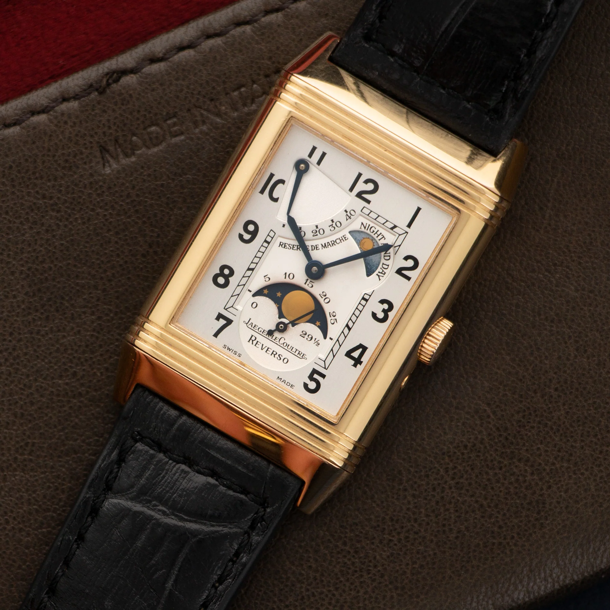 Jaeger Lecoultre Rose Gold Reverso Moonphase Reserve De Marche Watch - Image 2