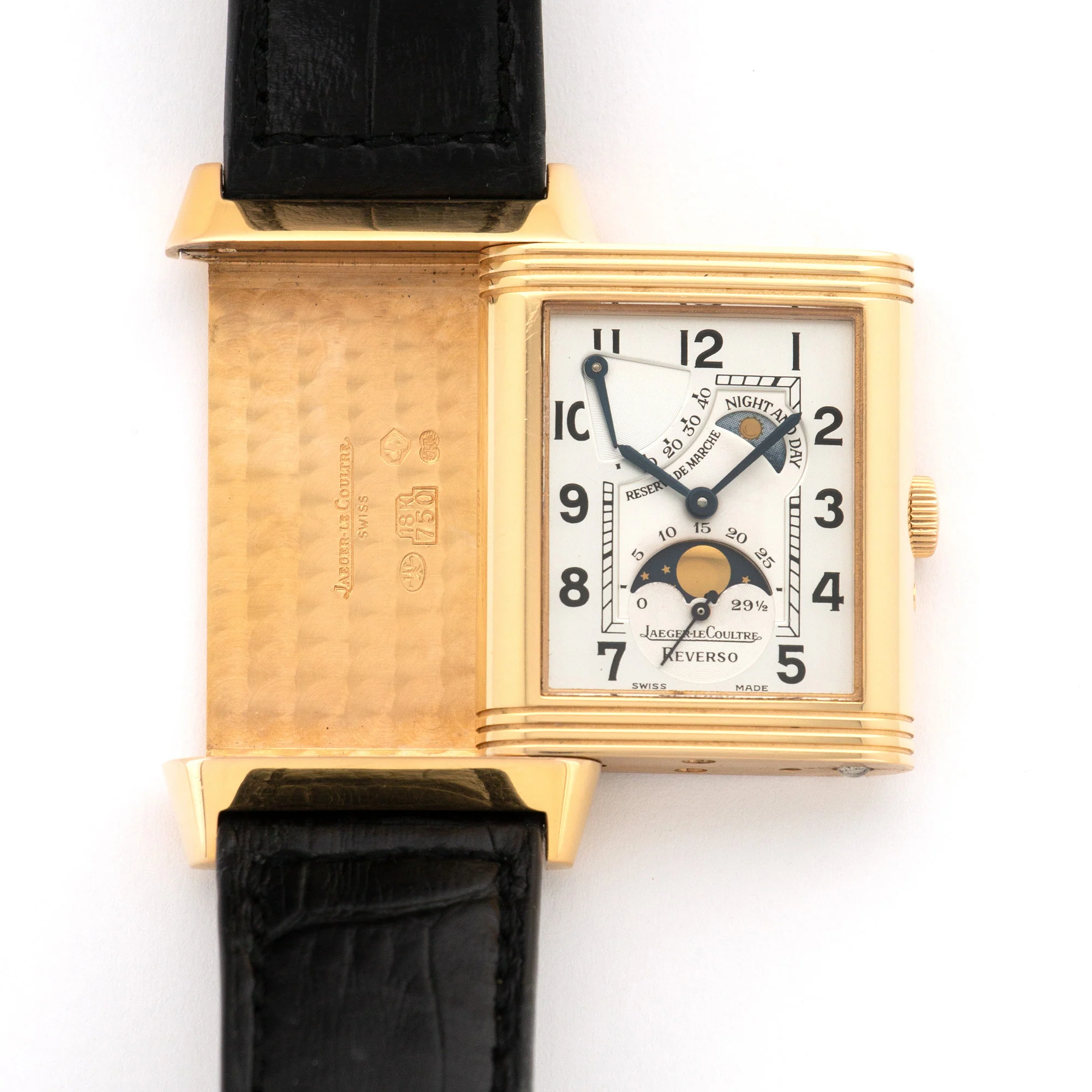 Jaeger Lecoultre Rose Gold Reverso Moonphase Reserve De Marche Watch - Image 3