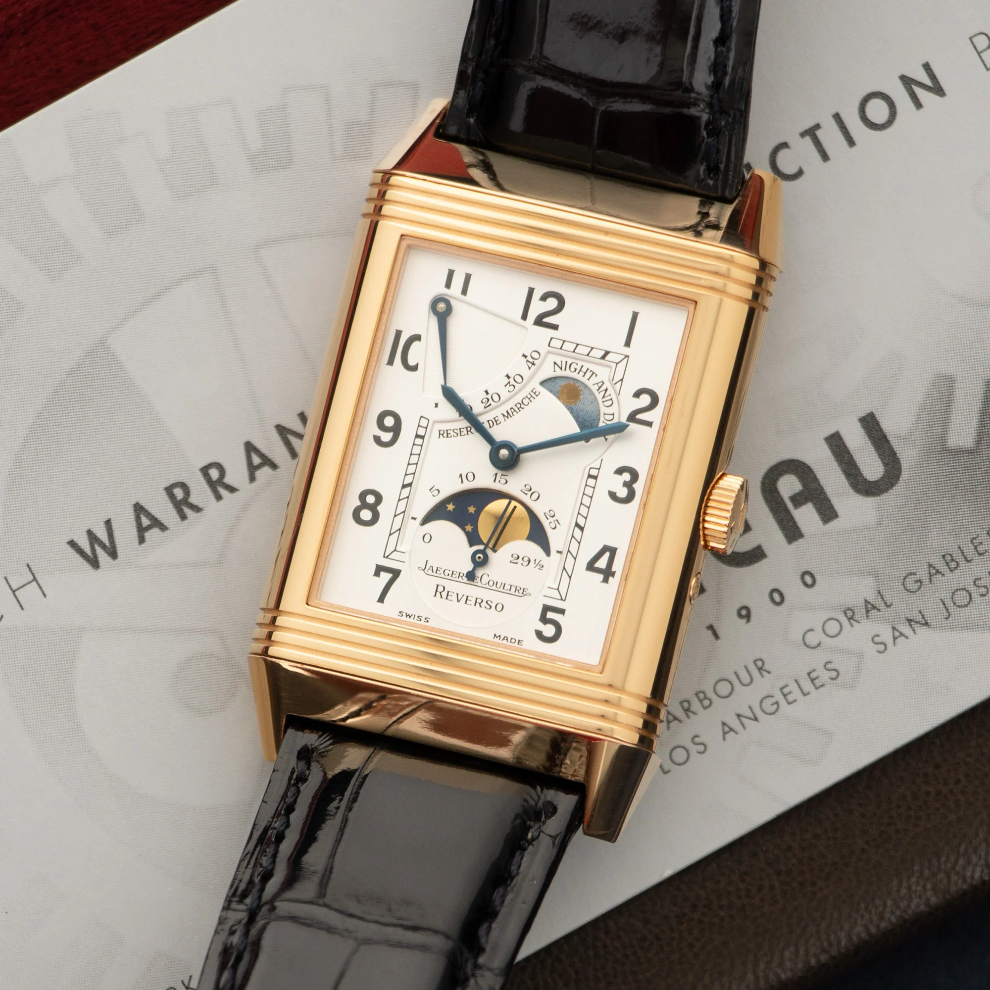 Jaeger Lecoultre Rose Gold Reverso Sun Moon Watch Ref. Q2752420 - Image 2